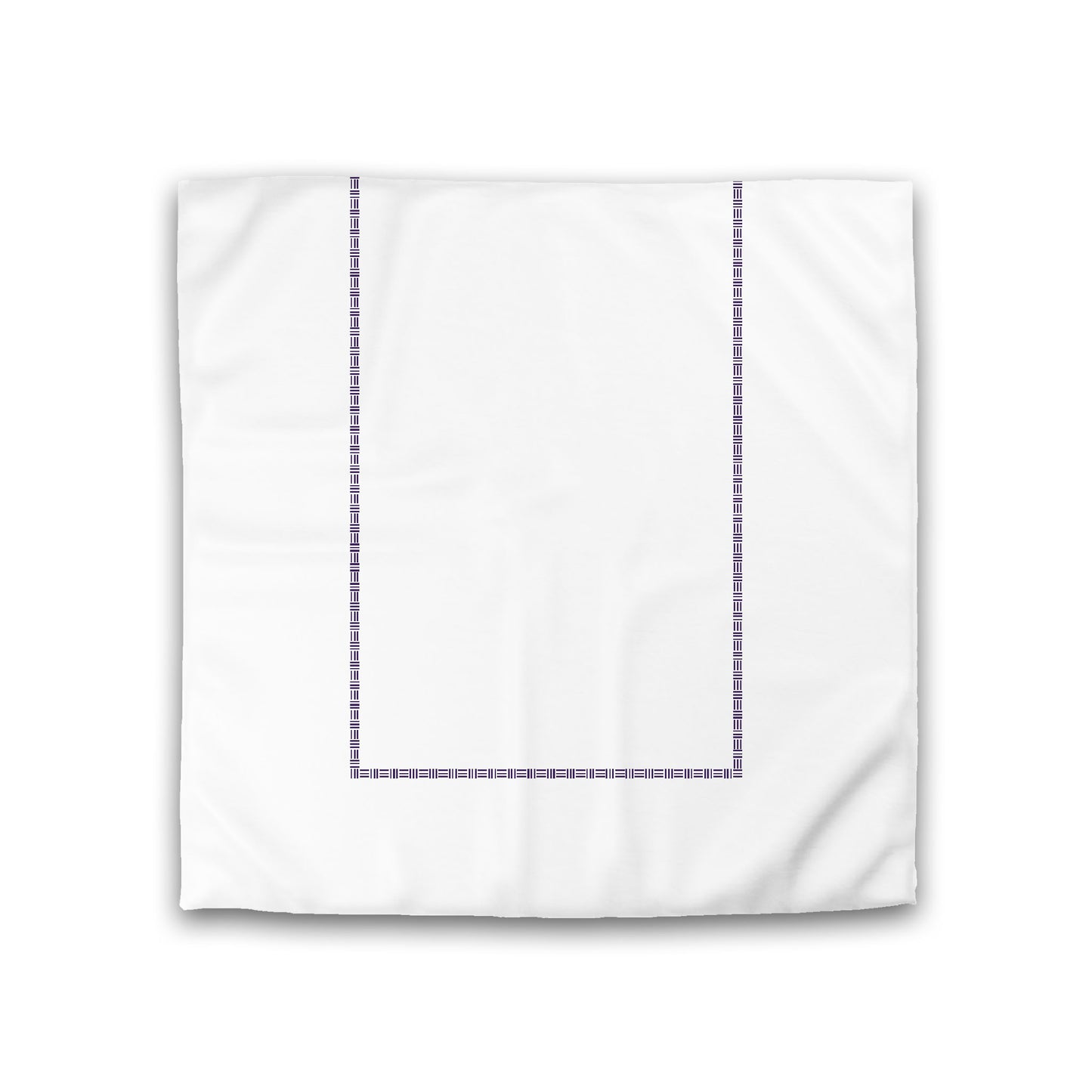 Off-white Cotton Sateen Duvet Cover, Purple Single Weave Motif Print, Classic Border, Double (width x length) 81 x 81 inches / 206 x 206 cm