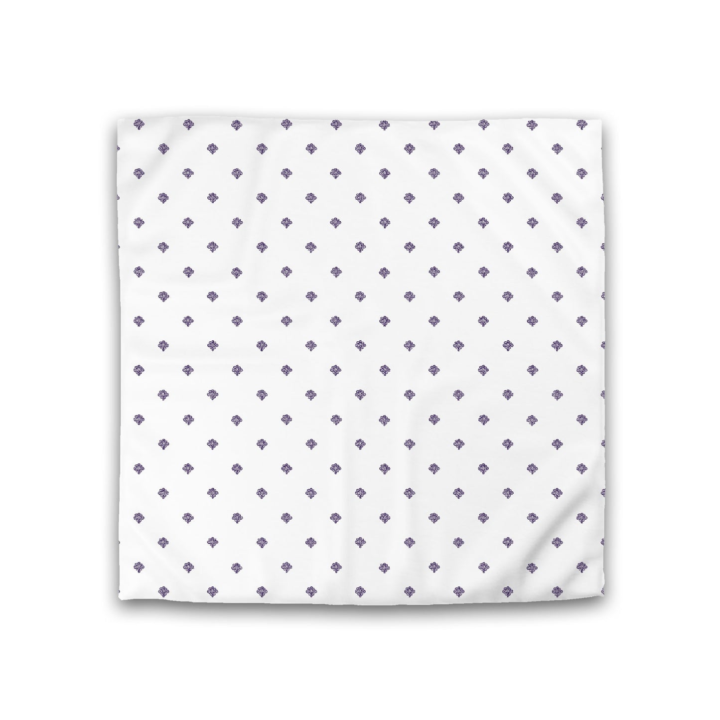 Off-white Cotton Sateen Duvet Cover, Purple Hand-painted Swizzle Motif Print, Double (width x length) 81 x 81 inches / 206 x 206 cm