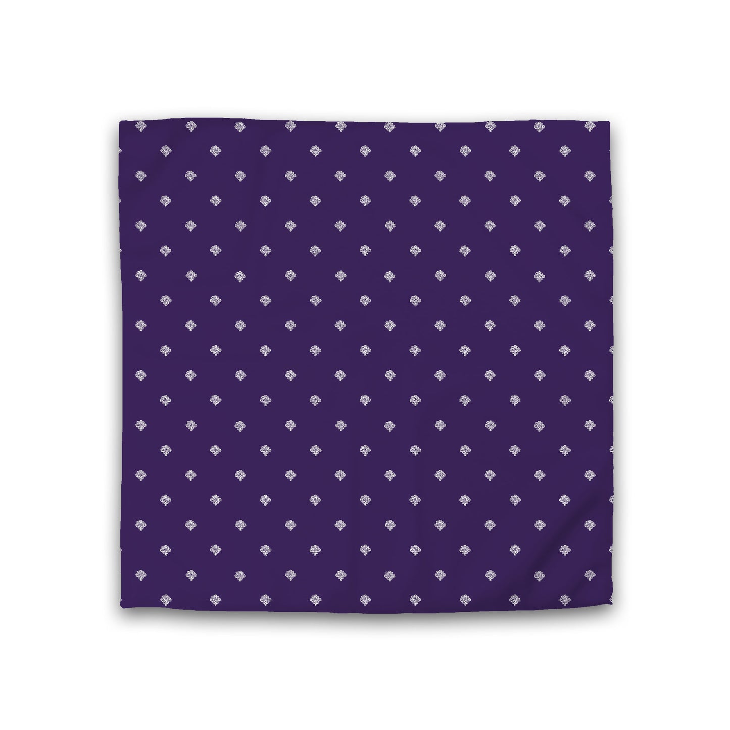 Purple Cotton Sateen Duvet Cover, Off-white Hand-painted Swizzle Motif Print, Double (width x length) 81 x 81 inches / 206 x 206 cm