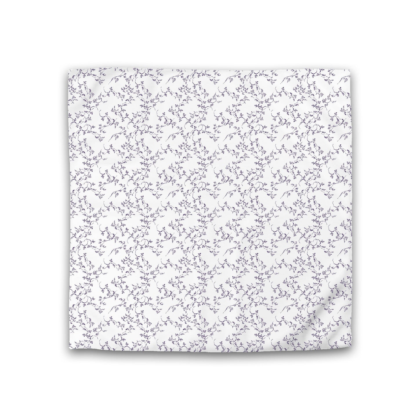 Off-white Cotton Sateen Duvet Cover, Purple Hand-painted Vine Print, Double (width x length) 81 x 81 inches / 206 x 206 cm
