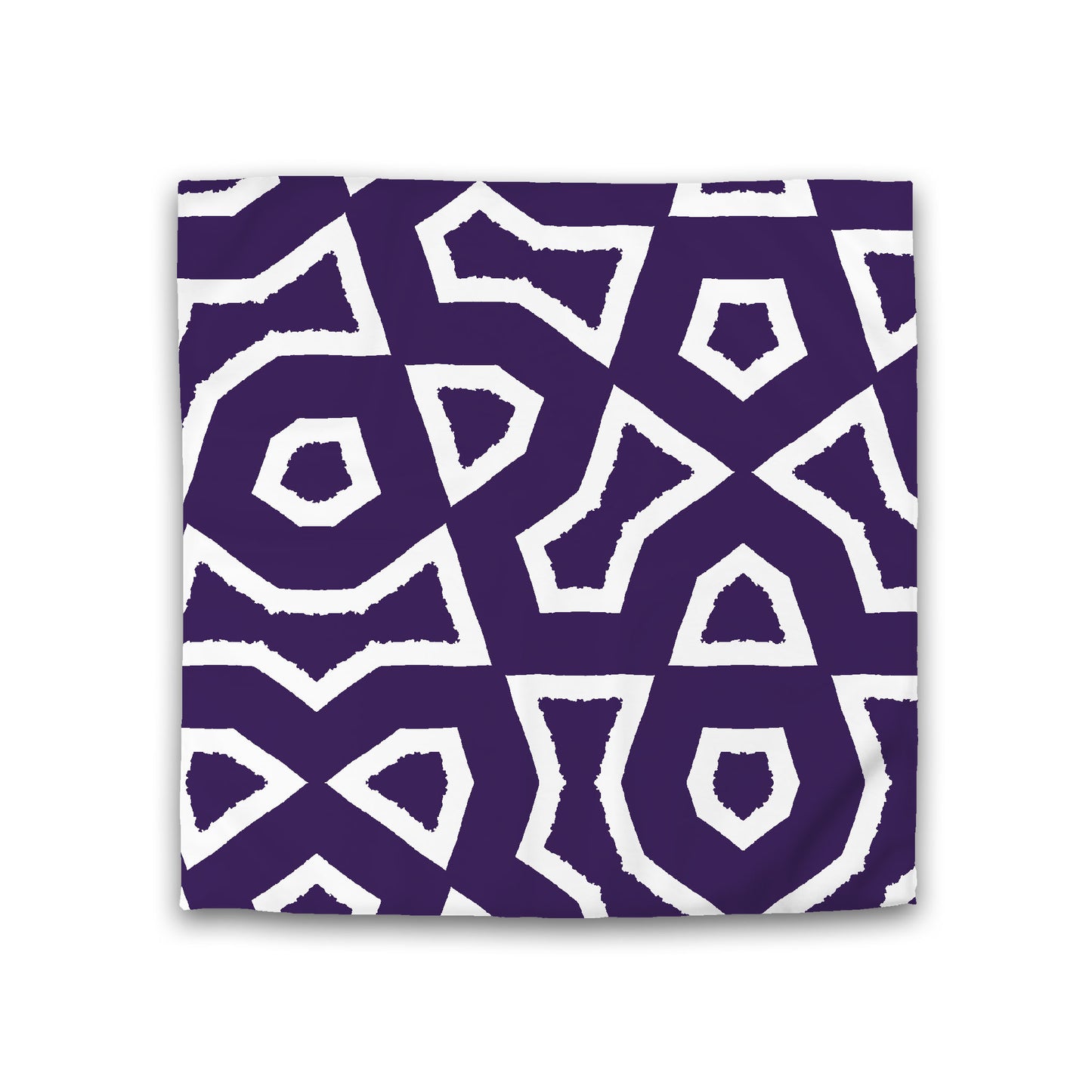 Purple Cotton Sateen Duvet Cover, Bold Off-white Graphic, Double (width x length) 81 x 81 inches / 206 x 206 cm
