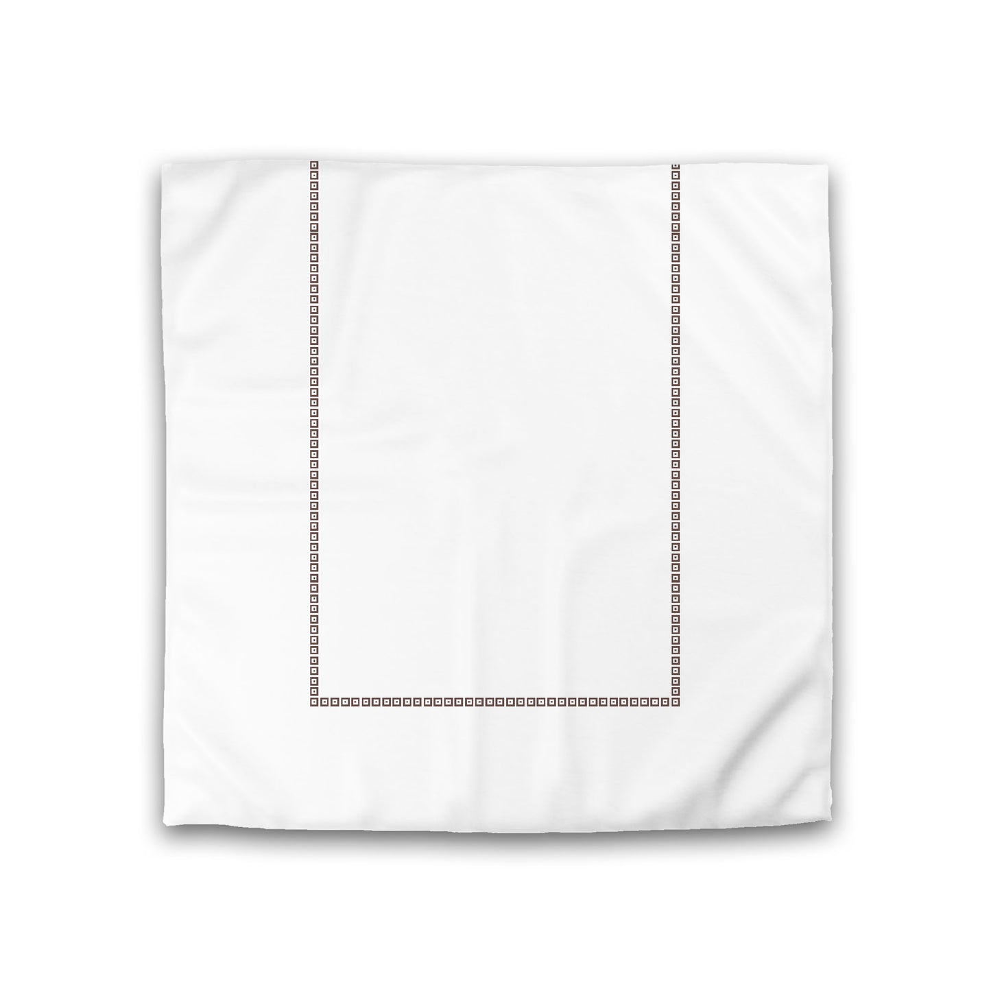 Off-white Cotton Sateen Duvet Cover, Brown Repeating Square Motif Print, Classic Border, Double (width x length) 81 x 81 inches / 206 x 206 cm
