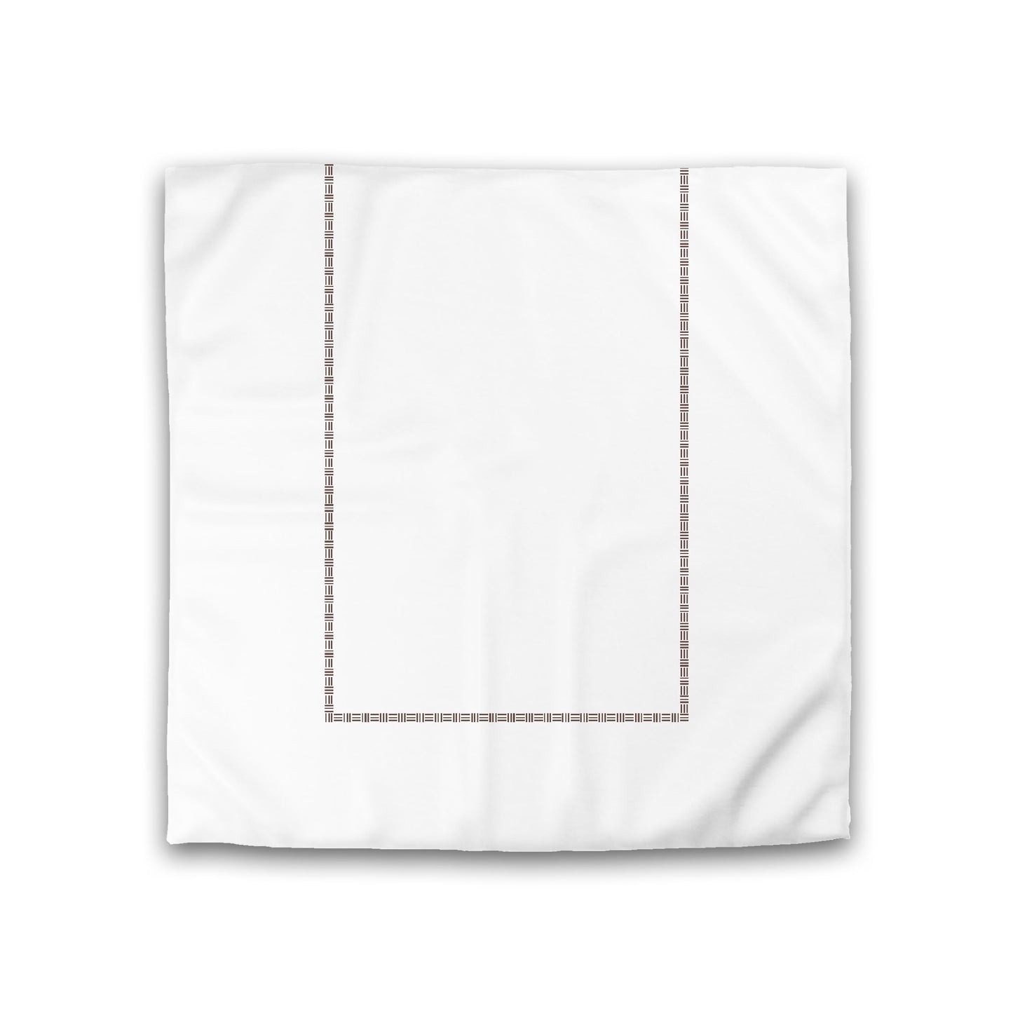 Off-white Cotton Sateen Duvet Cover, Brown Single Weave Motif Print, Classic Border, Double (width x length) 81 x 81 inches / 206 x 206 cm
