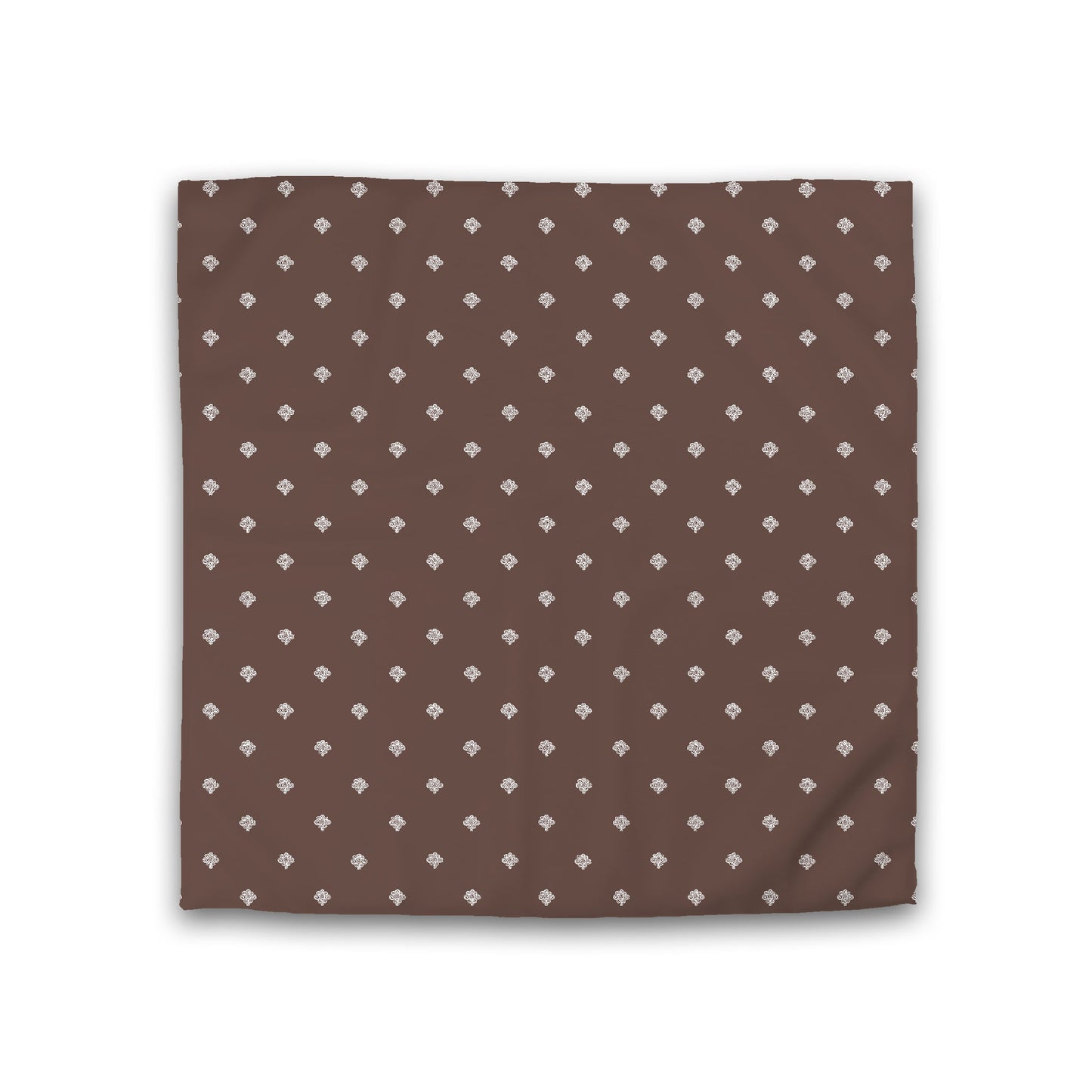Brown Cotton Sateen Duvet Cover, Off-white Hand-painted Swizzle Motif Print, Double (width x length) 81 x 81 inches / 206 x 206 cm
