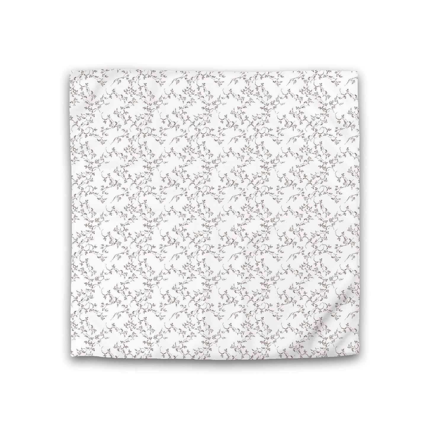 Off-white Cotton Sateen Duvet Cover, Brown Hand-painted Vine Print, Double (width x length) 81 x 81 inches / 206 x 206 cm