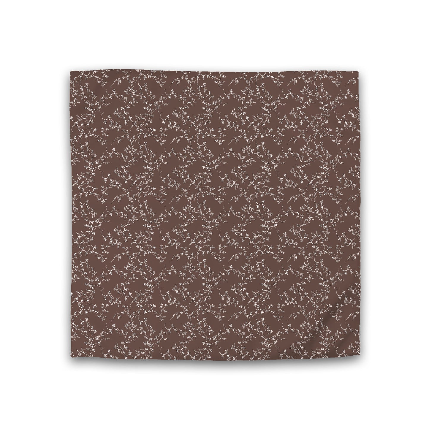 Brown Cotton Sateen Duvet Cover, Off-white Hand-painted Vine Print, Double (width x length) 81 x 81 inches / 206 x 206 cm