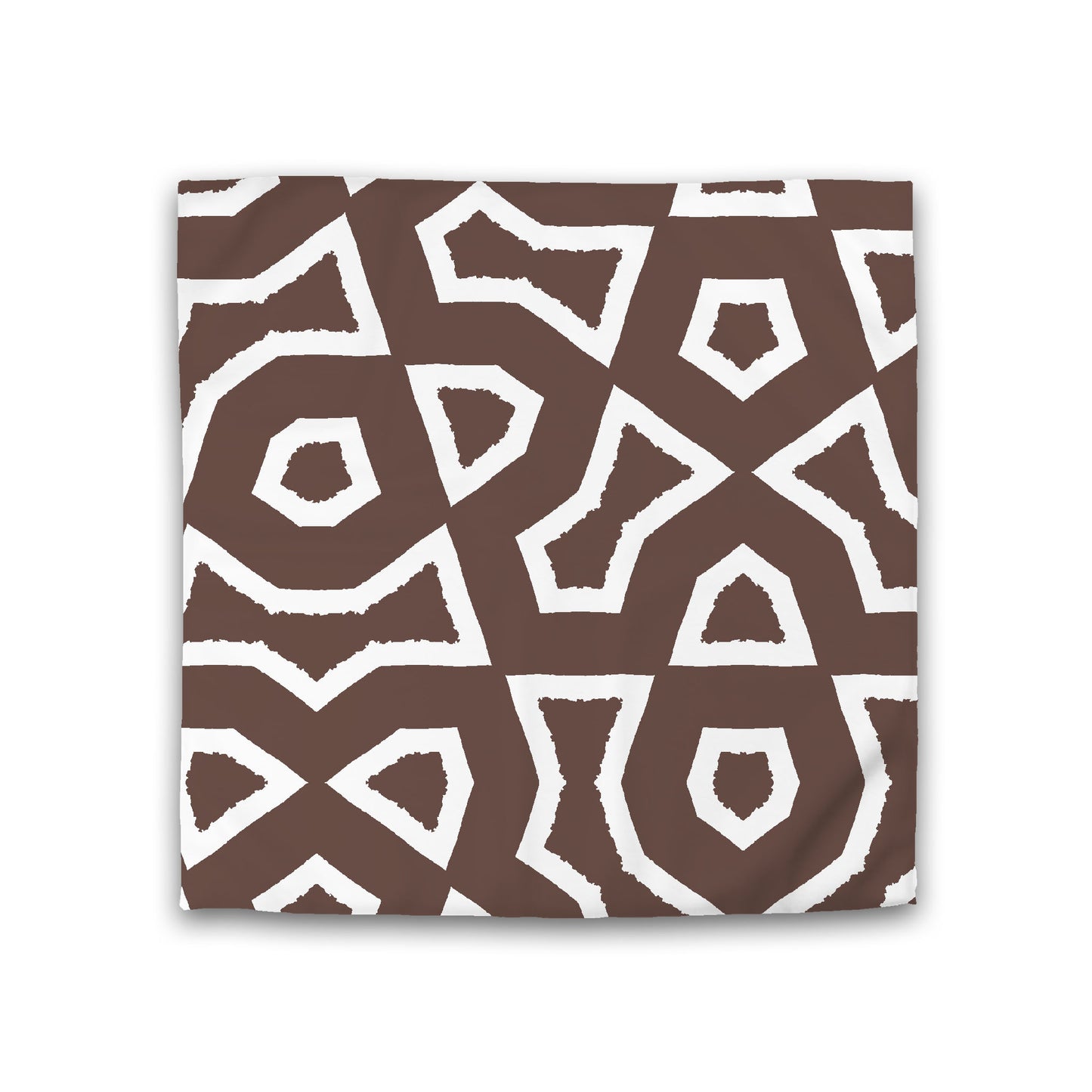 Brown Cotton Sateen Duvet Cover, Bold Off-white Graphic, Double (width x length) 81 x 81 inches / 206 x 206 cm