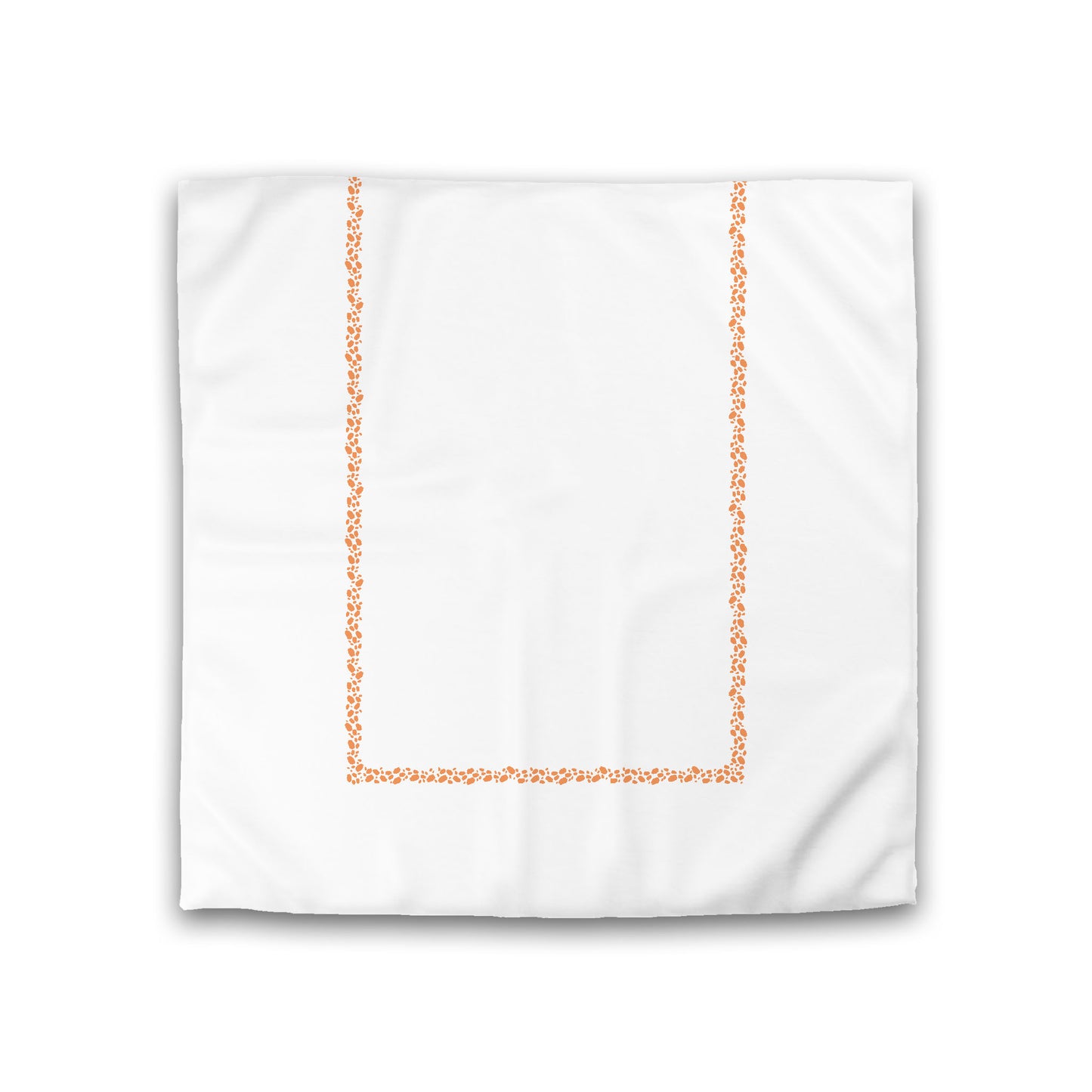 Off-white Cotton Sateen Duvet Cover, Orange Hand-painted Dab Motif Print, Classic Border, Double (width x length) 81 x 81 inches / 206 x 206 cm