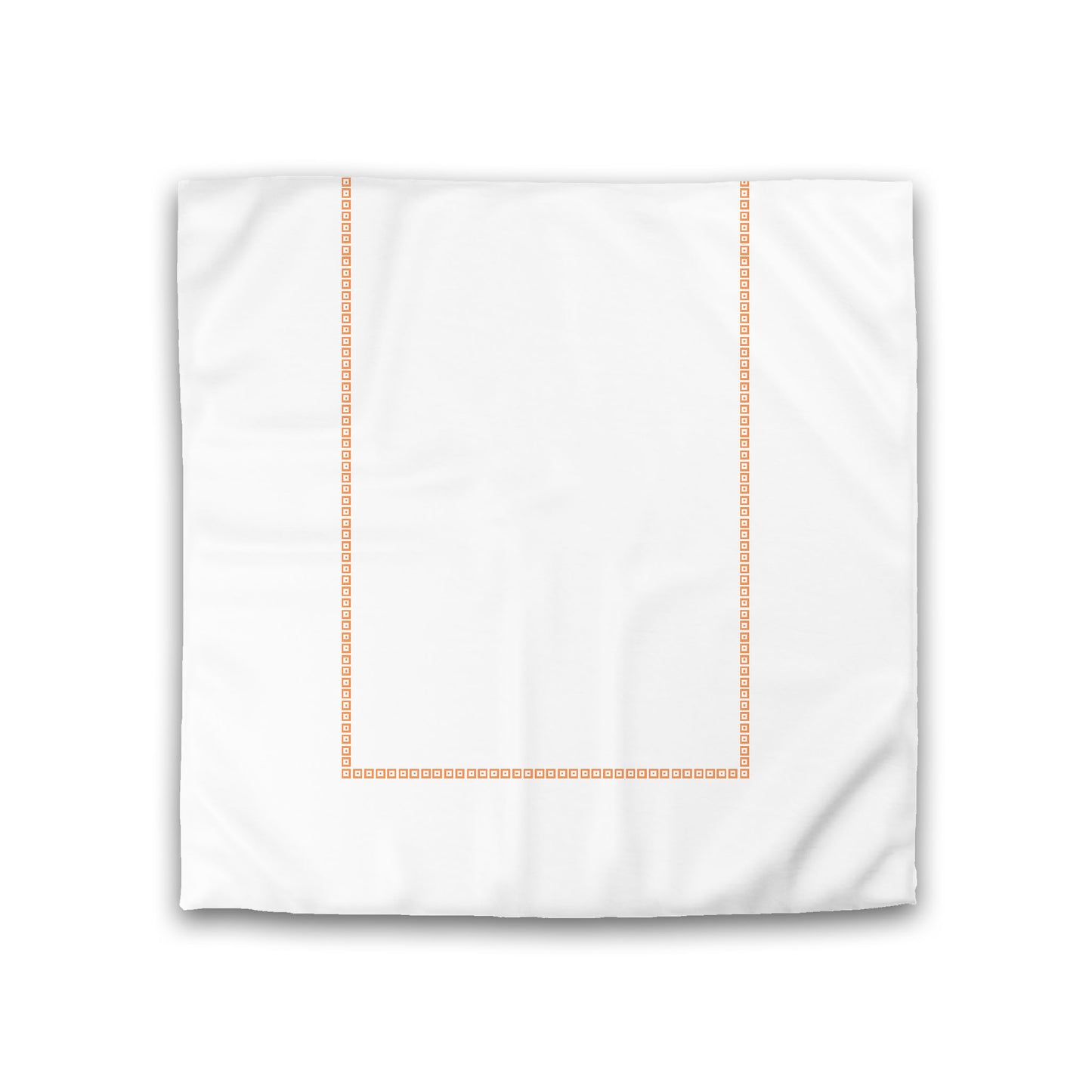 Off-white Cotton Sateen Duvet Cover, Orange Repeating Square Motif Print, Classic Border, Double (width x length) 81 x 81 inches / 206 x 206 cm