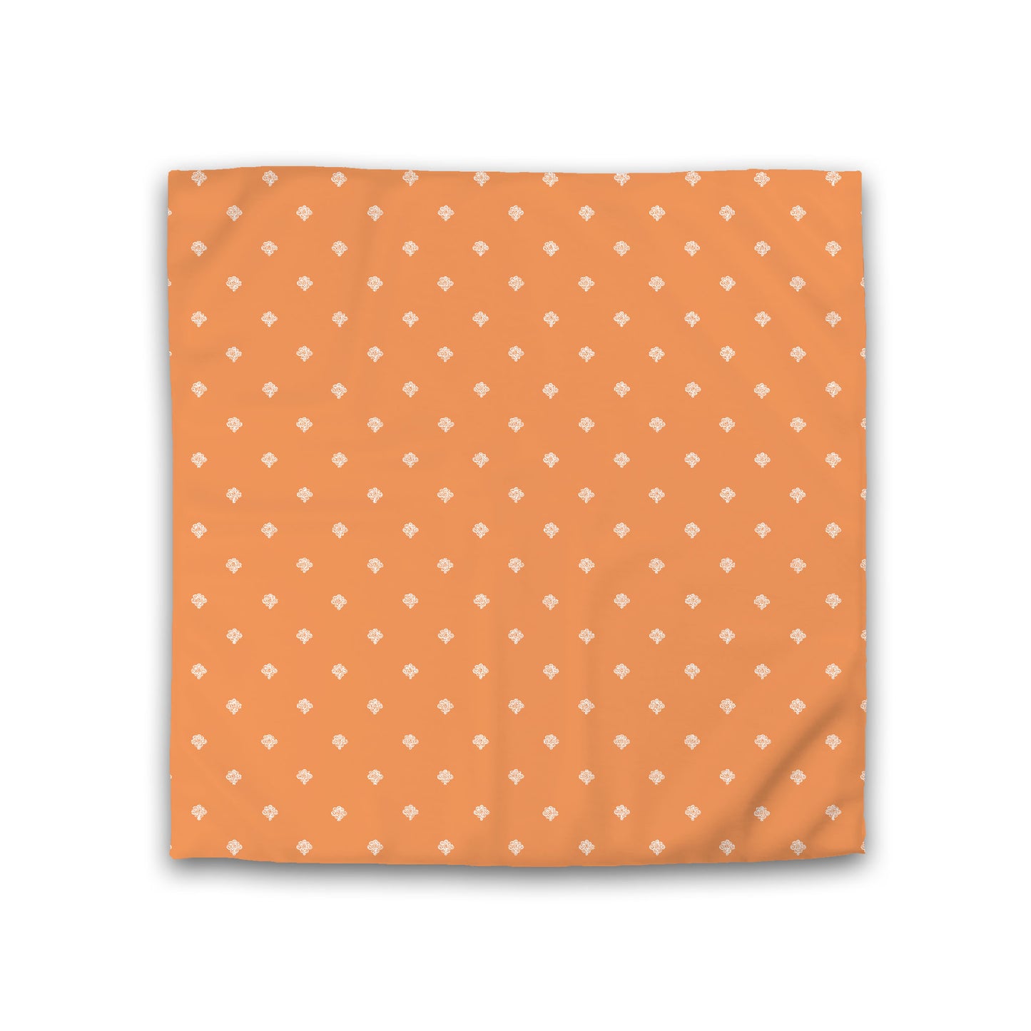 Orange Cotton Sateen Duvet Cover, Off-white Hand-painted Swizzle Motif Print, Double (width x length) 81 x 81 inches / 206 x 206 cm