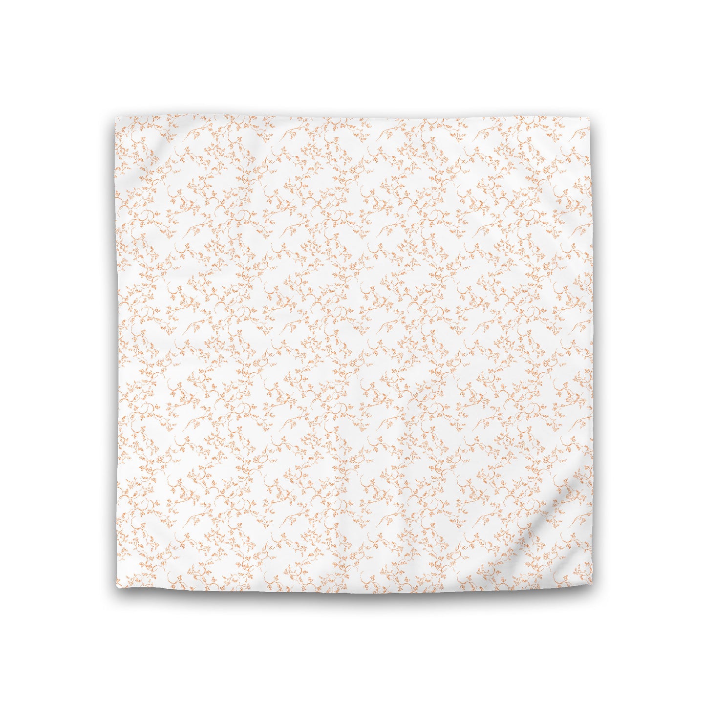 Off-white Cotton Sateen Duvet Cover, Orange Hand-painted Vine Print, Double (width x length) 81 x 81 inches / 206 x 206 cm