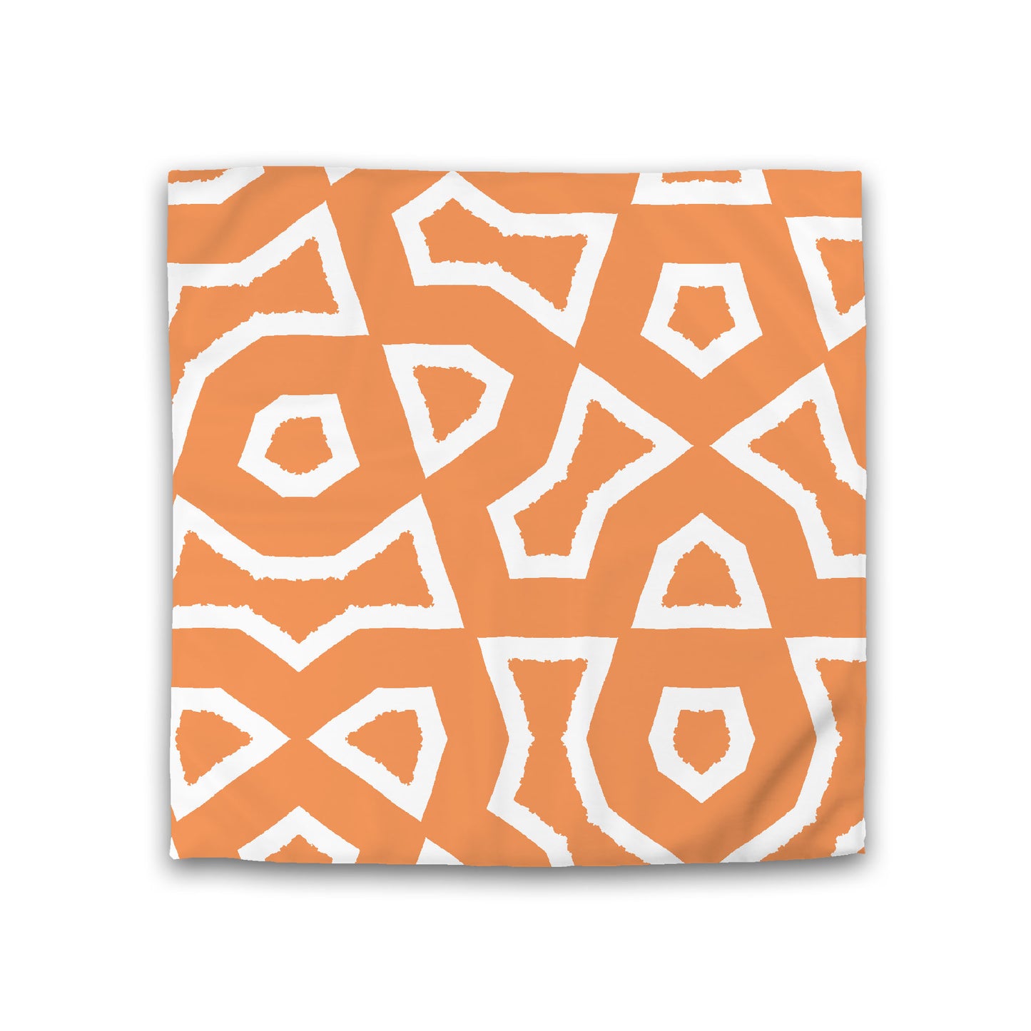 Orange Cotton Sateen Duvet Cover, Bold Off-white Graphic, Double (width x length) 81 x 81 inches / 206 x 206 cm