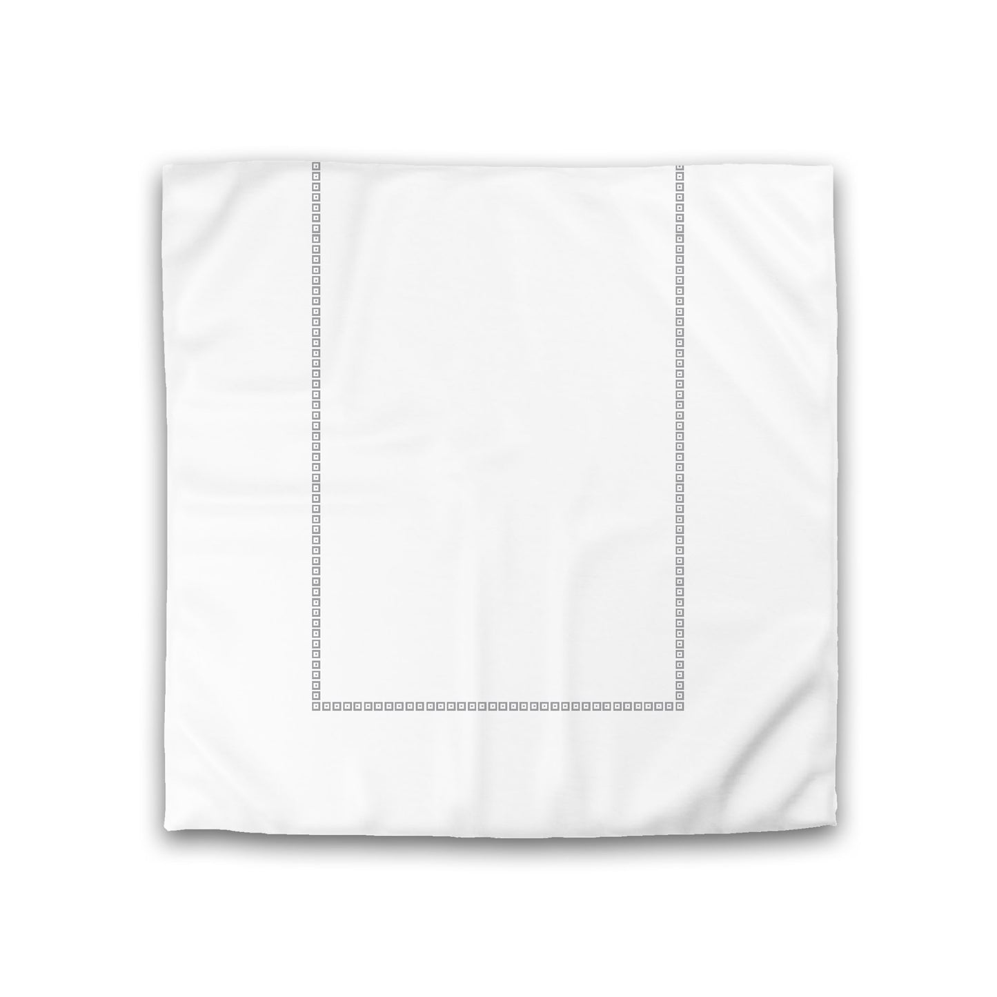 Off-white Cotton Sateen Duvet Cover, Grey Repeating Square Motif Print, Classic Border, Double (width x length) 81 x 81 inches / 206 x 206 cm