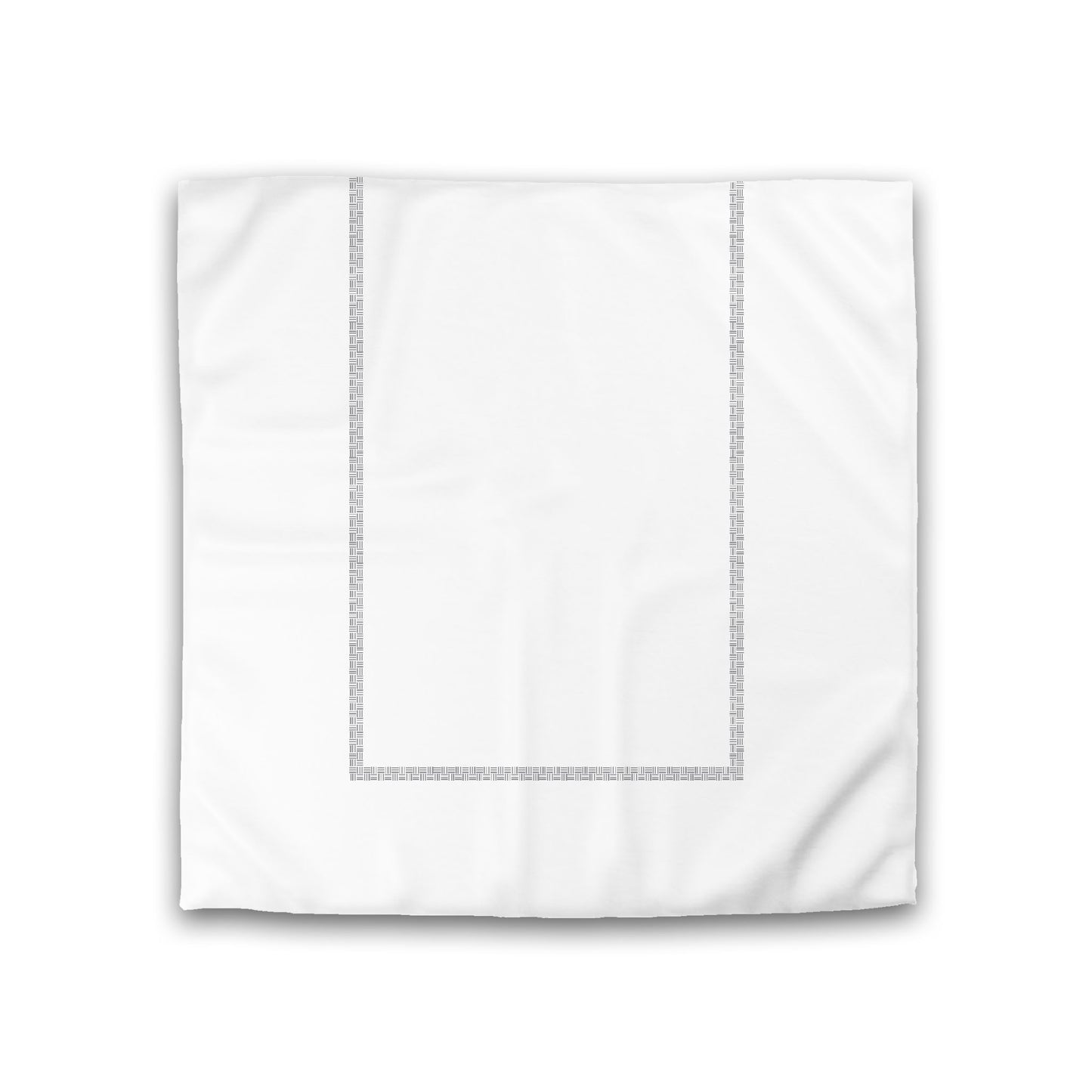 Off-white Cotton Sateen Duvet Cover, Grey Double Weave Motif Print, Classic Border, Double (width x length) 81 x 81 inches / 206 x 206 cm