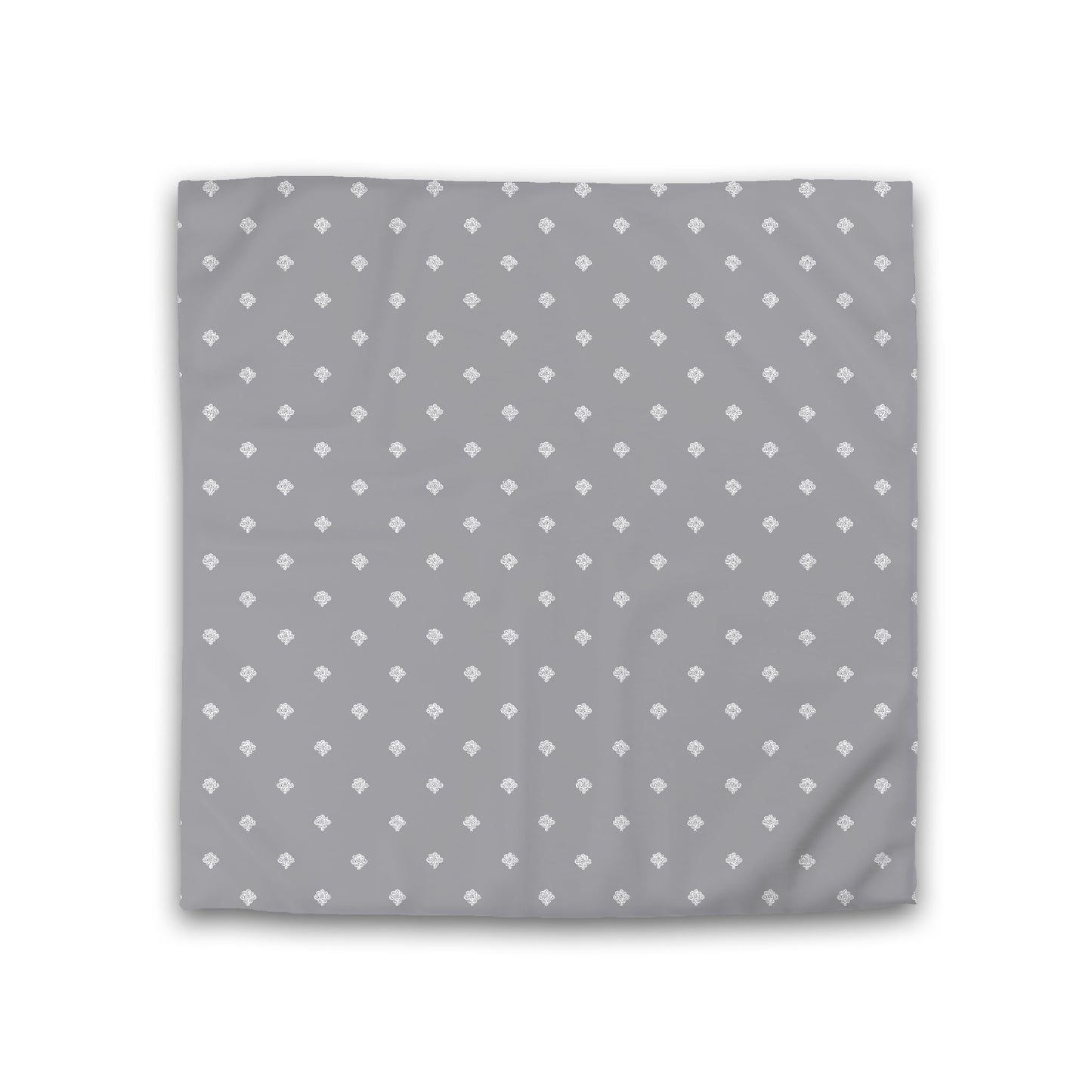Grey Cotton Sateen Duvet Cover, Off-white Hand-painted Swizzle Motif Print, Double (width x length) 81 x 81 inches / 206 x 206 cm