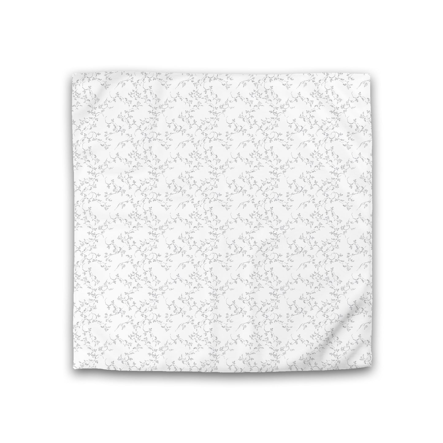 Off-white Cotton Sateen Duvet Cover, Grey Hand-painted Vine Print, Double (width x length) 81 x 81 inches / 206 x 206 cm