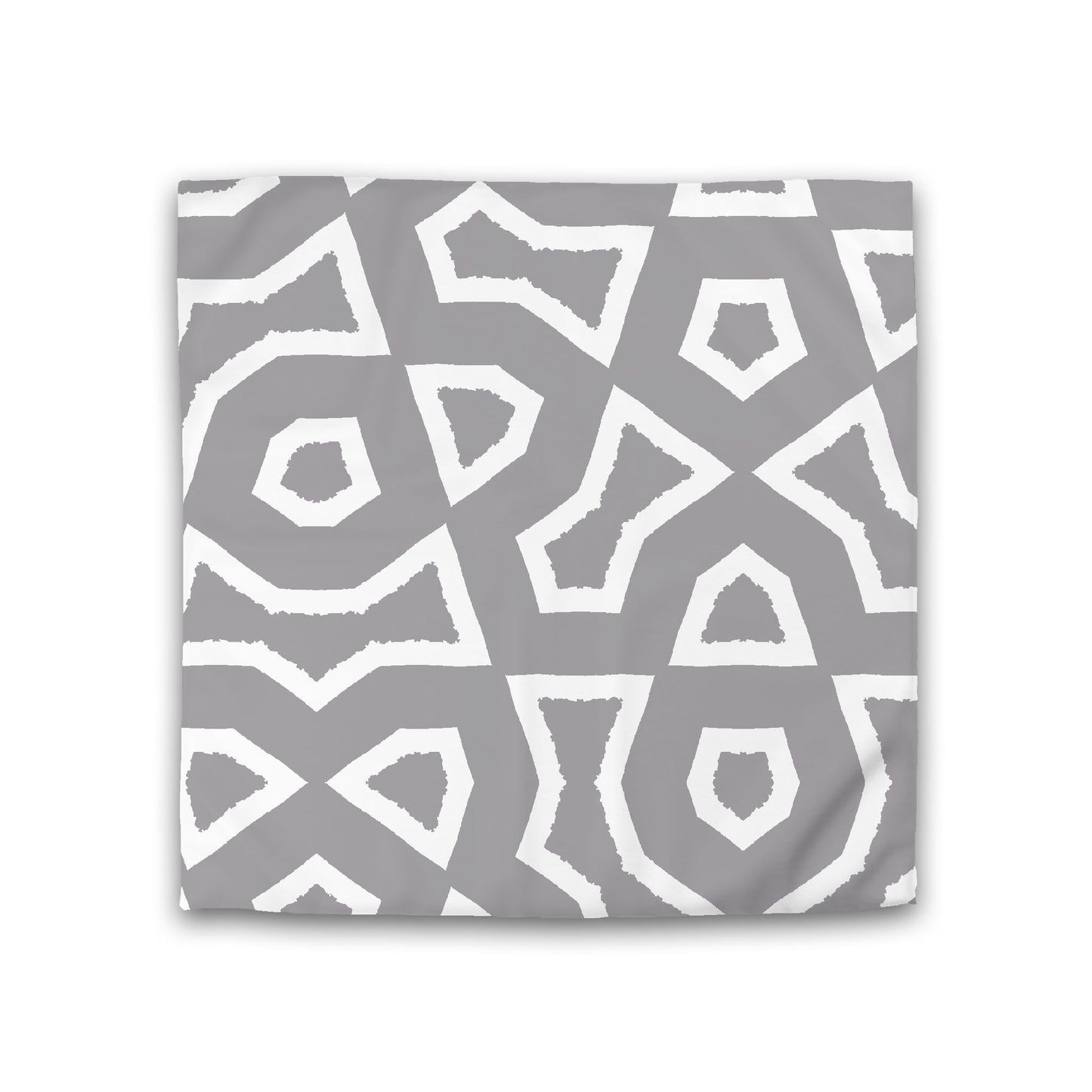 Grey Cotton Sateen Duvet Cover, Bold Off-white Graphic, Double (width x length) 81 x 81 inches / 206 x 206 cm