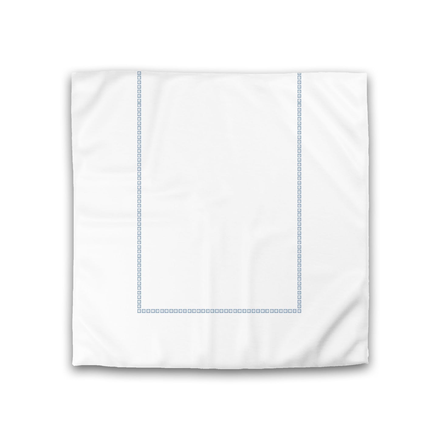 Off-white Cotton Sateen Duvet Cover, Blue Repeating Square Motif Print, Classic Border, Double (width x length) 81 x 81 inches / 206 x 206 cm