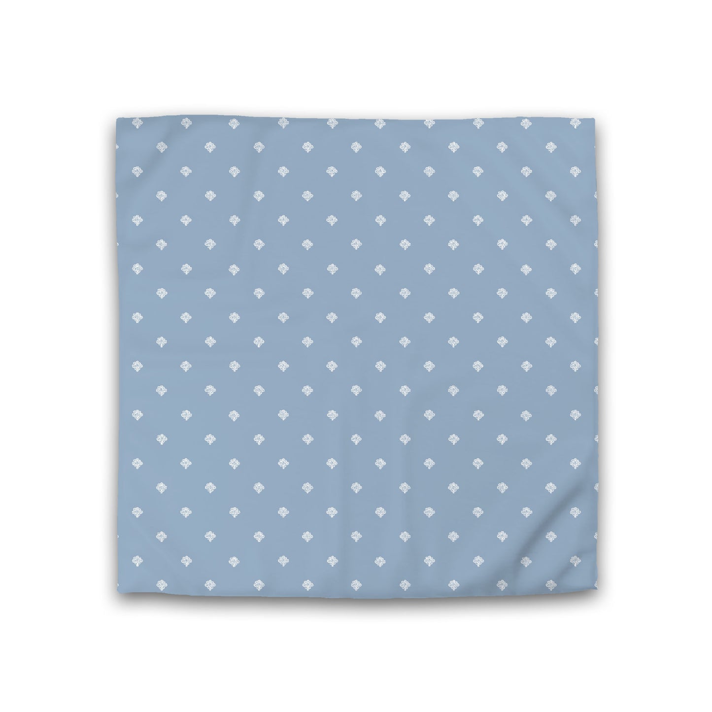Blue Cotton Sateen Duvet Cover, Off-white Hand-painted Swizzle Motif Print, Double (width x length) 81 x 81 inches / 206 x 206 cm