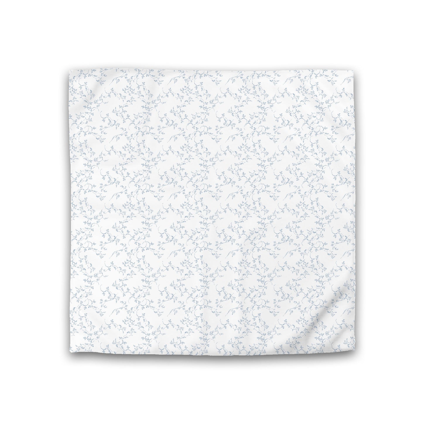 Off-white Cotton Sateen Duvet Cover, Blue Hand-painted Vine Print, Double (width x length) 81 x 81 inches / 206 x 206 cm