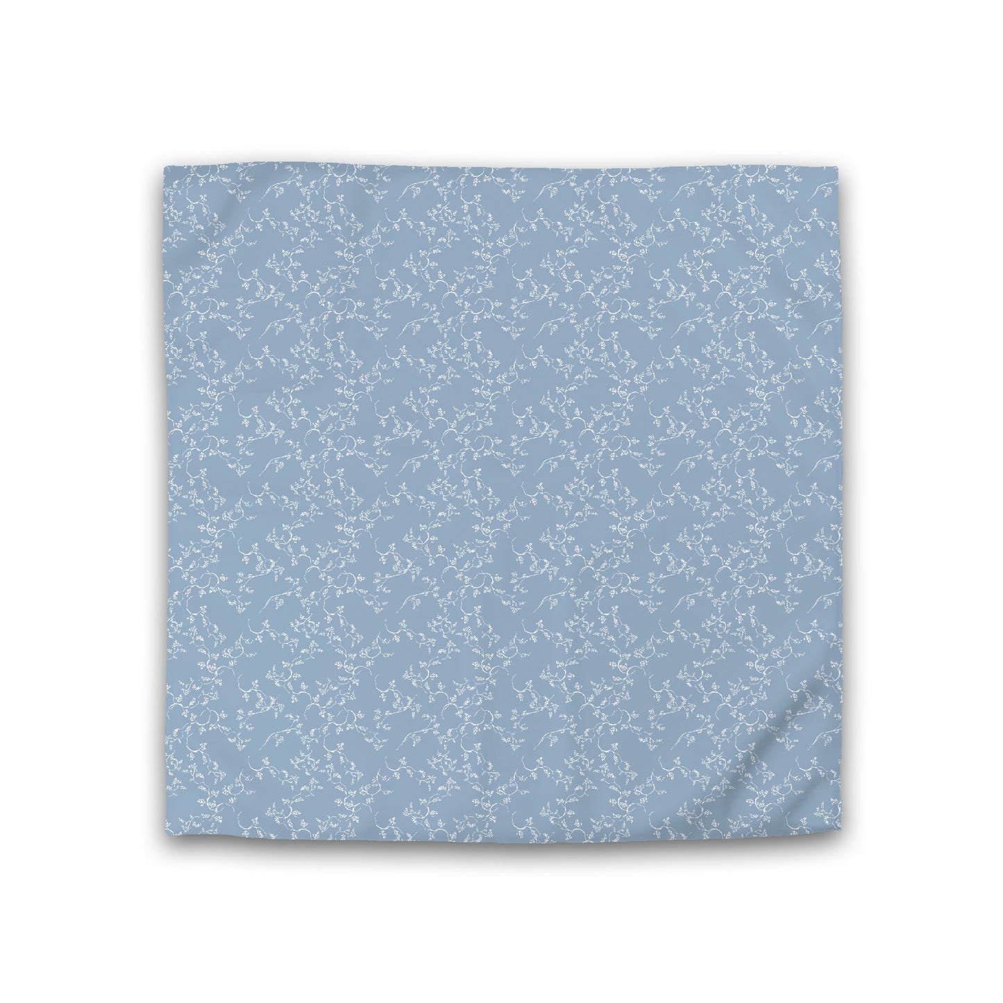 Blue Cotton Sateen Duvet Cover, Off-white Hand-painted Vine Print, Double (width x length) 81 x 81 inches / 206 x 206 cm