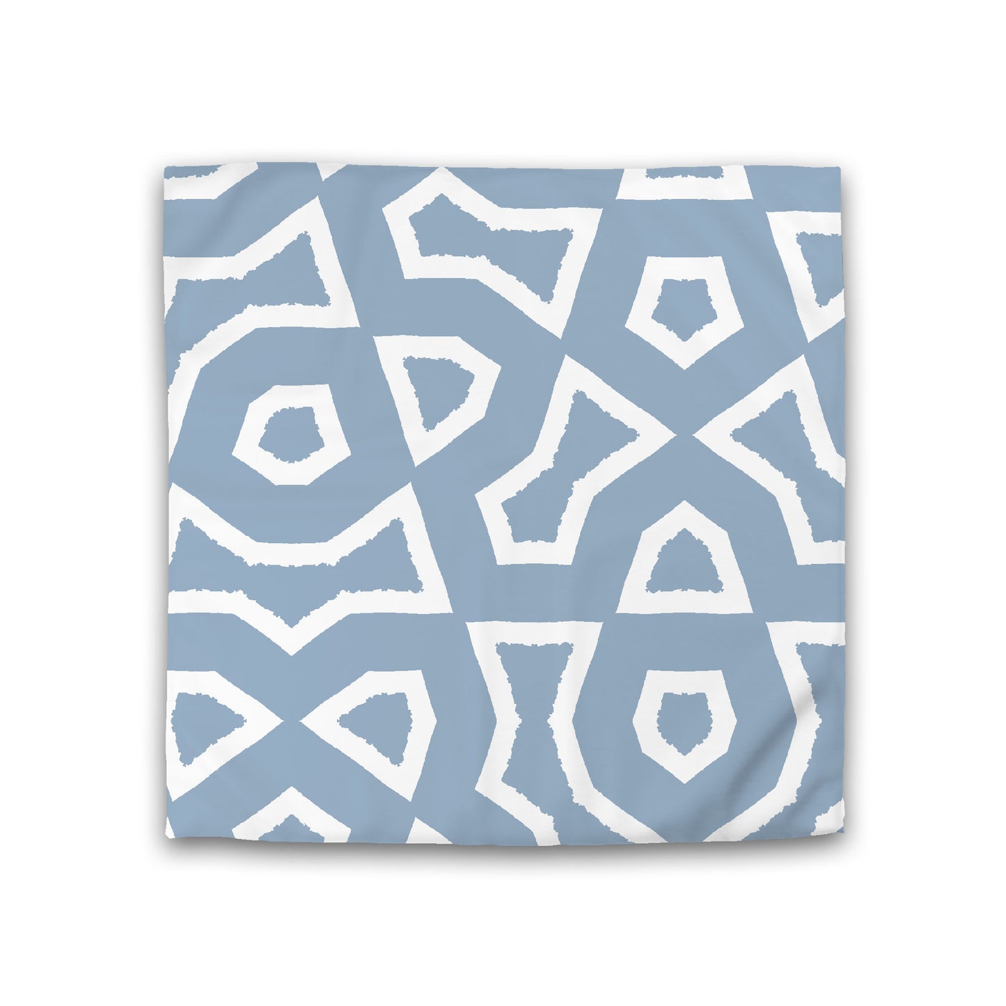 Blue Cotton Sateen Duvet Cover, Bold Off-white Graphic, Double (width x length) 81 x 81 inches / 206 x 206 cm