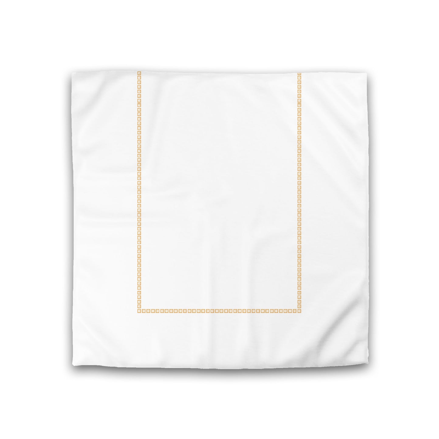 Off-white Cotton Sateen Duvet Cover, Pale Orange Repeating Square Motif Print, Classic Border, Double (width x length) 81 x 81 inches / 206 x 206 cm