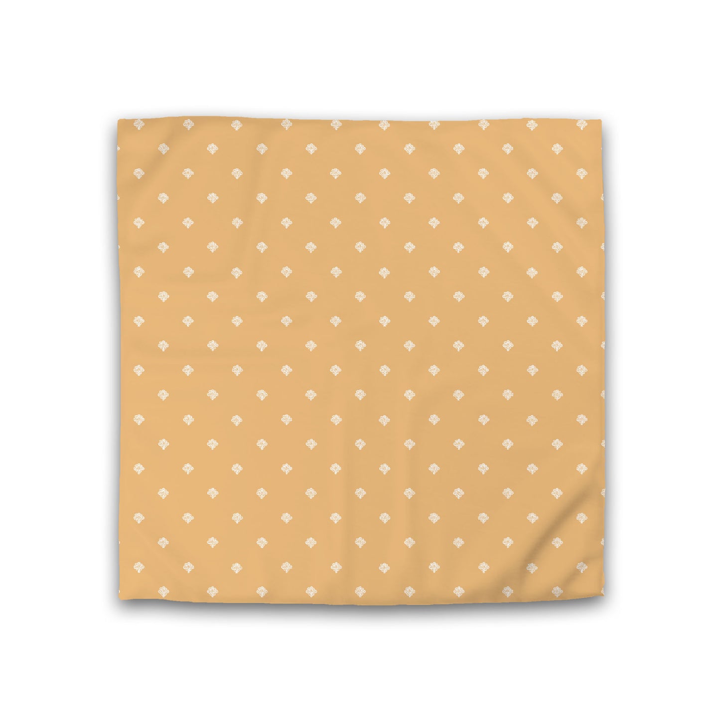 Pale Orange Cotton Sateen Duvet Cover, Off-white Hand-painted Swizzle Motif Print, Double (width x length) 81 x 81 inches / 206 x 206 cm