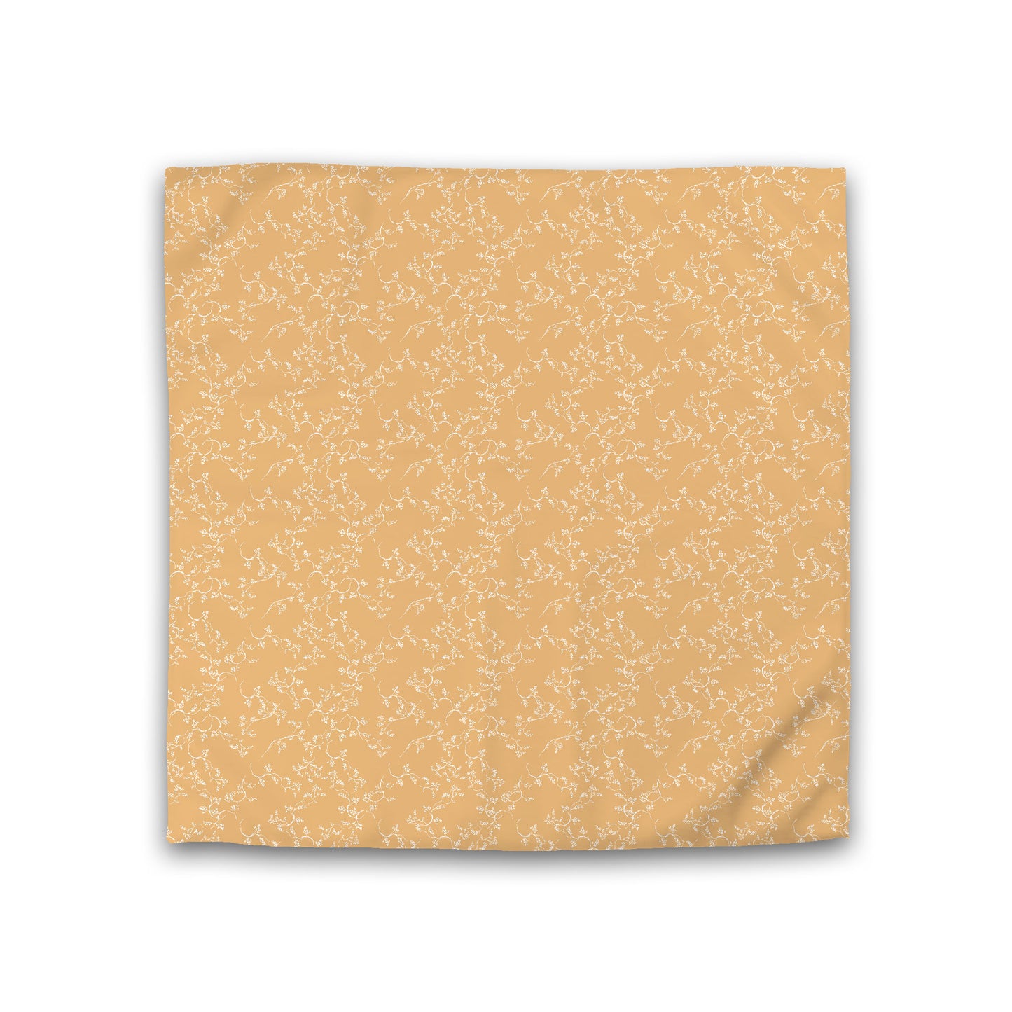 Pale Orange Cotton Sateen Duvet Cover, Off-white Hand-painted Vine Print, Double (width x length) 81 x 81 inches / 206 x 206 cm