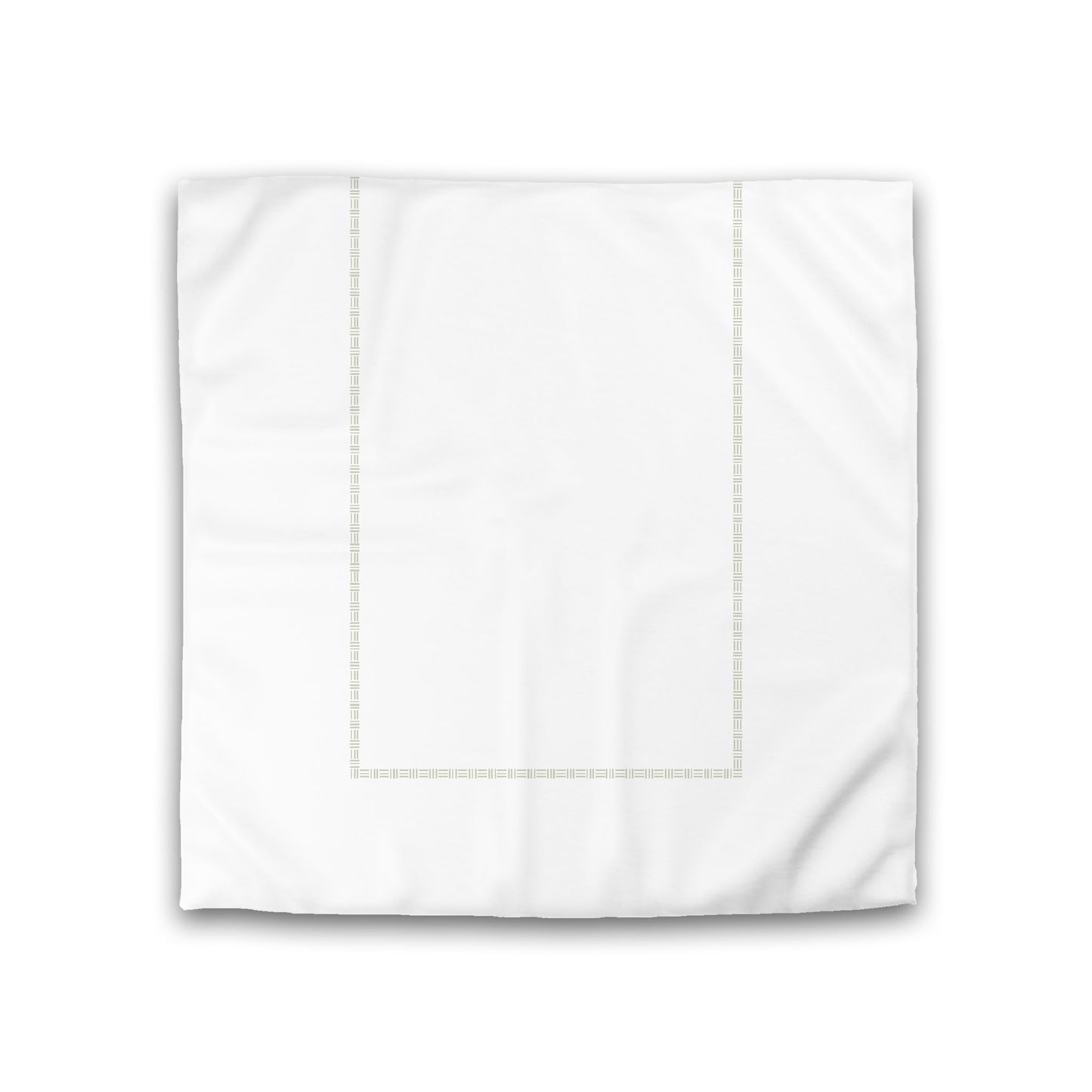Off-white Cotton Sateen Duvet Cover, Pale Green Single Weave Motif Print, Classic Border, Double (width x length) 81 x 81 inches / 206 x 206 cm