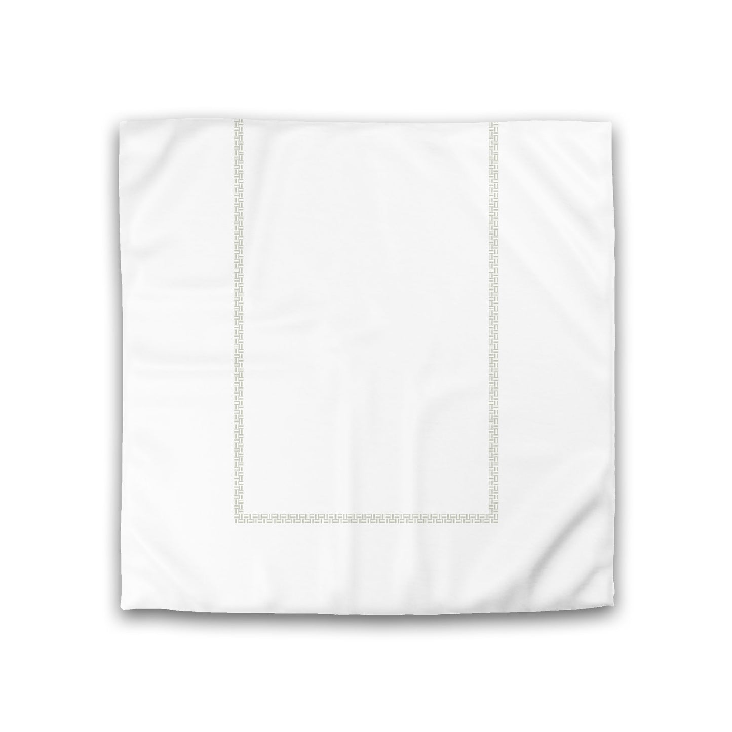 Off-white Cotton Sateen Duvet Cover, Pale Green Double Weave Motif Print, Classic Border, Double (width x length) 81 x 81 inches / 206 x 206 cm