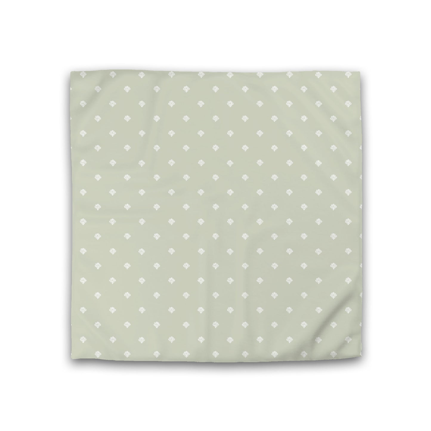 Pale Green Cotton Sateen Duvet Cover, Off-white Hand-painted Swizzle Motif Print, Double (width x length) 81 x 81 inches / 206 x 206 cm