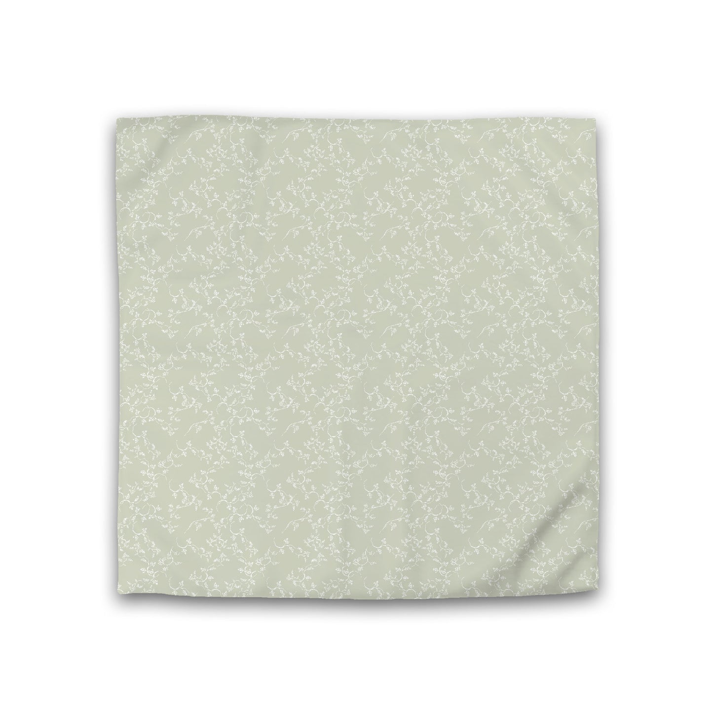Pale Green Cotton Sateen Duvet Cover, Off-white Hand-painted Vine Print, Double (width x length) 81 x 81 inches / 206 x 206 cm