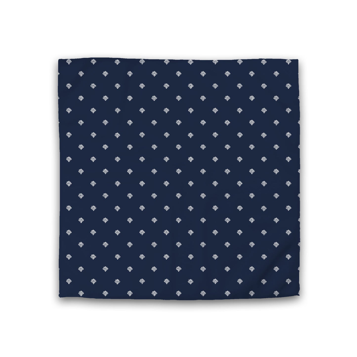 Navy Blue Cotton Sateen Duvet Cover, Off-white Hand-painted Swizzle Motif Print, Double (width x length) 81 x 81 inches / 206 x 206 cm