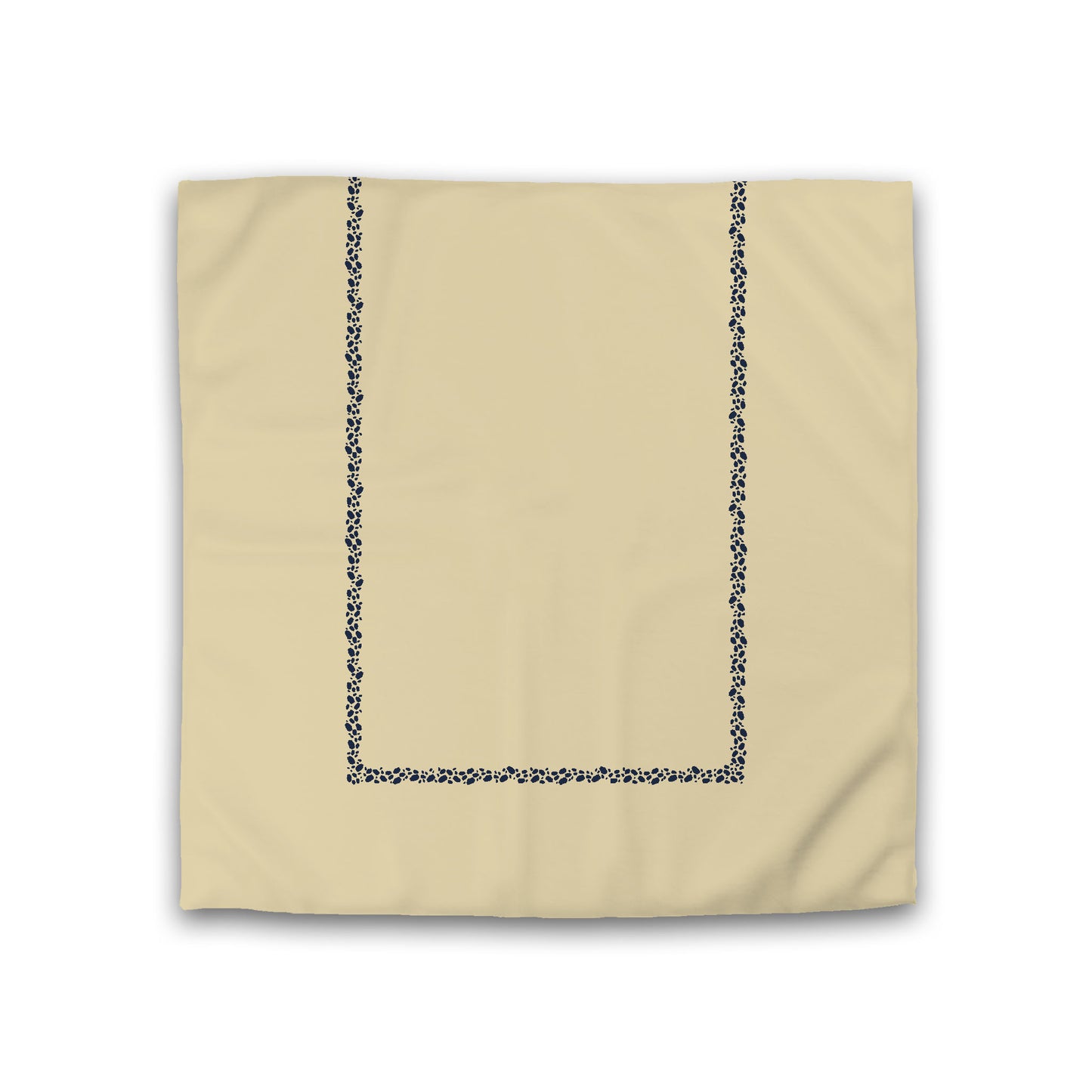 Desert Sand Cotton Sateen Duvet Cover, Navy Blue Hand-painted Dab Motif Print, Classic Border, Double (width x length) 81 x 81 inches / 206 x 206 cm