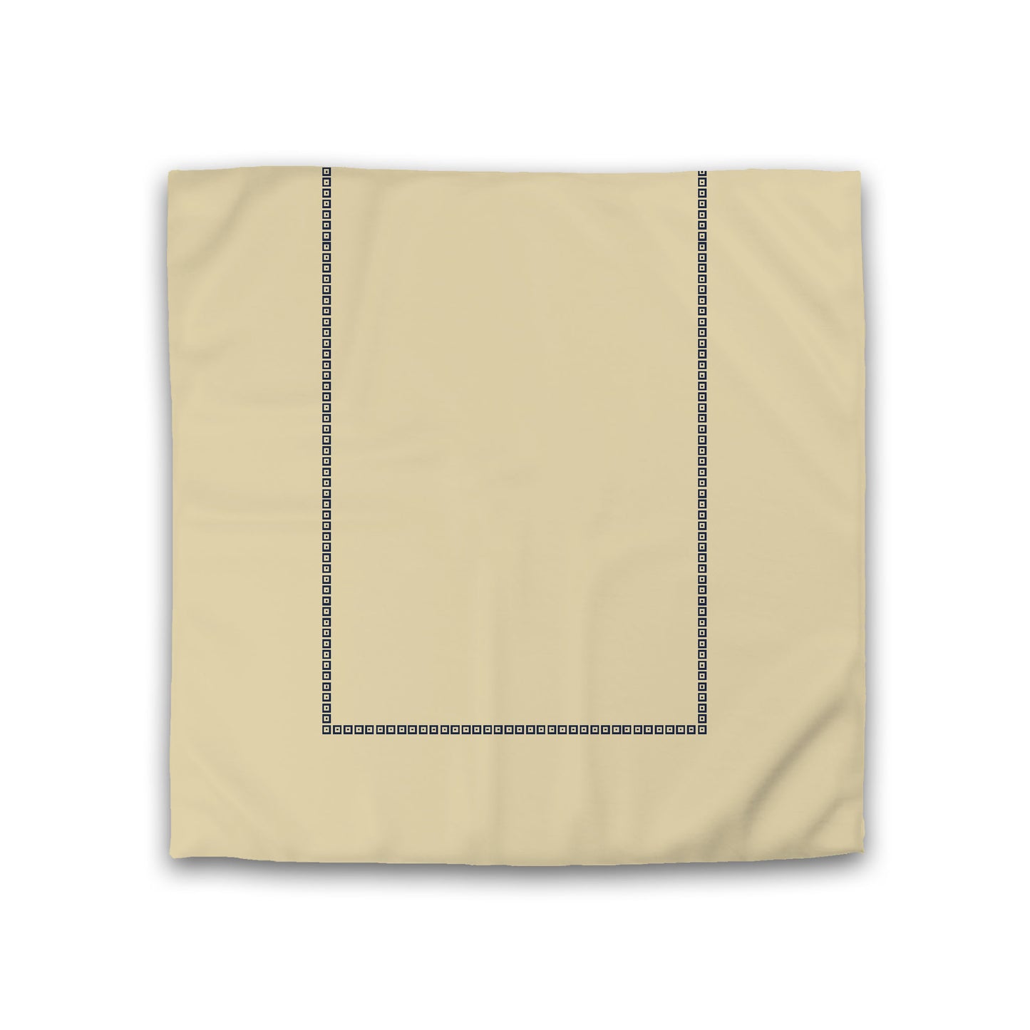Desert Sand Cotton Sateen Duvet Cover, Navy Blue Repeating Square Motif Print, Classic Border, Double (width x length) 81 x 81 inches / 206 x 206 cm