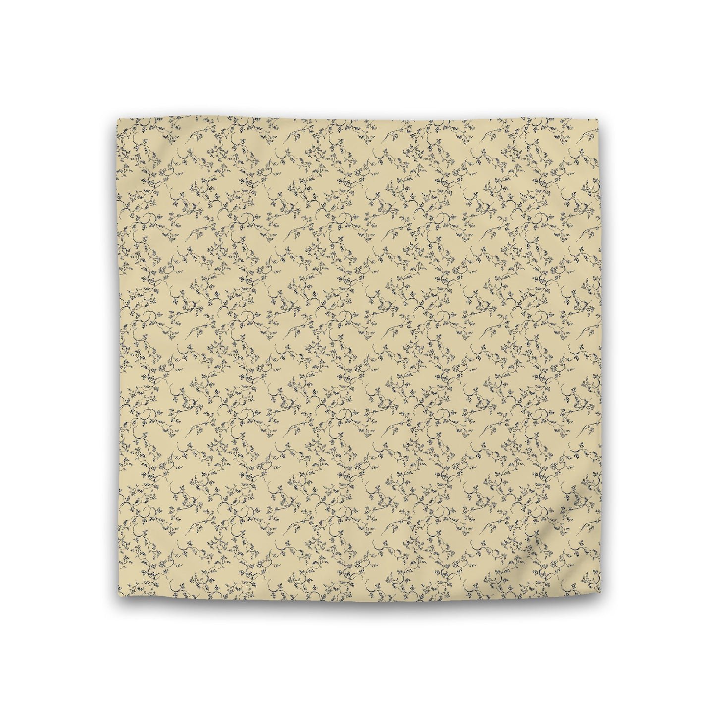 Desert Sand Cotton Sateen Duvet Cover, Navy Blue Hand-painted Vine Print, Double (width x length) 81 x 81 inches / 206 x 206 cm