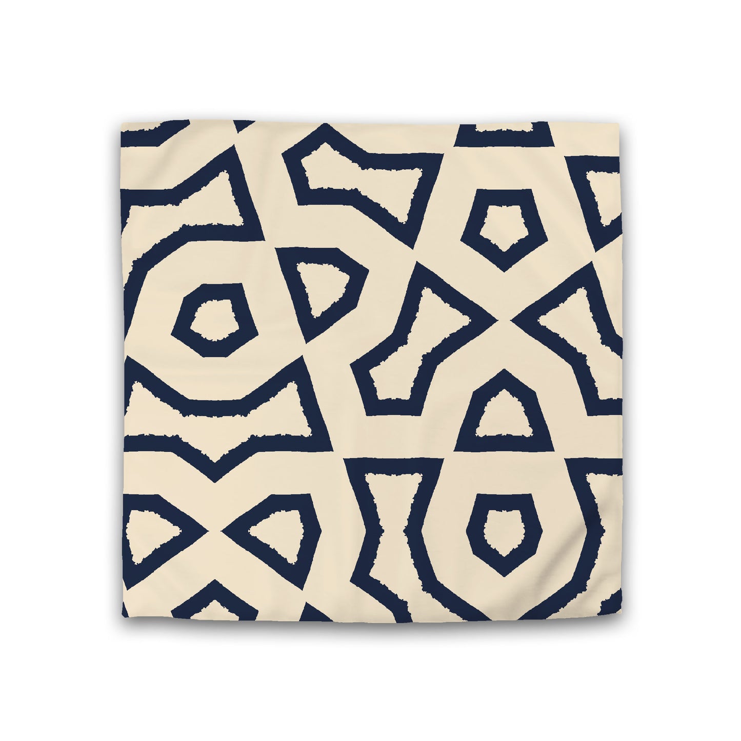 Beige Cotton Sateen Duvet Cover, Bold Navy Blue Graphic, Double (width x length) 81 x 81 inches / 206 x 206 cm