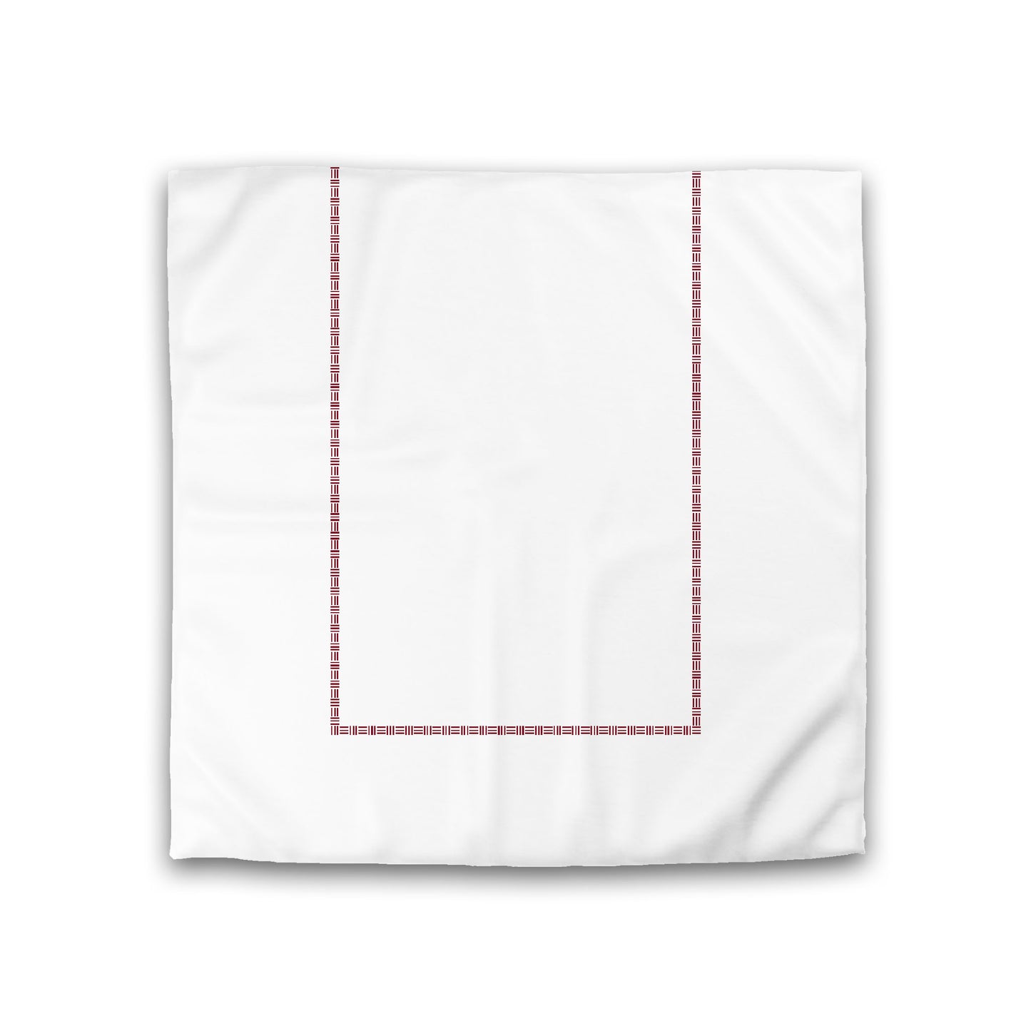 Off-White Cotton Sateen Duvet Cover, Burgundy Red Single Weave Motif Print, Classic Border, Double (width x length) 81 x 81 inches / 206 x 206 cm