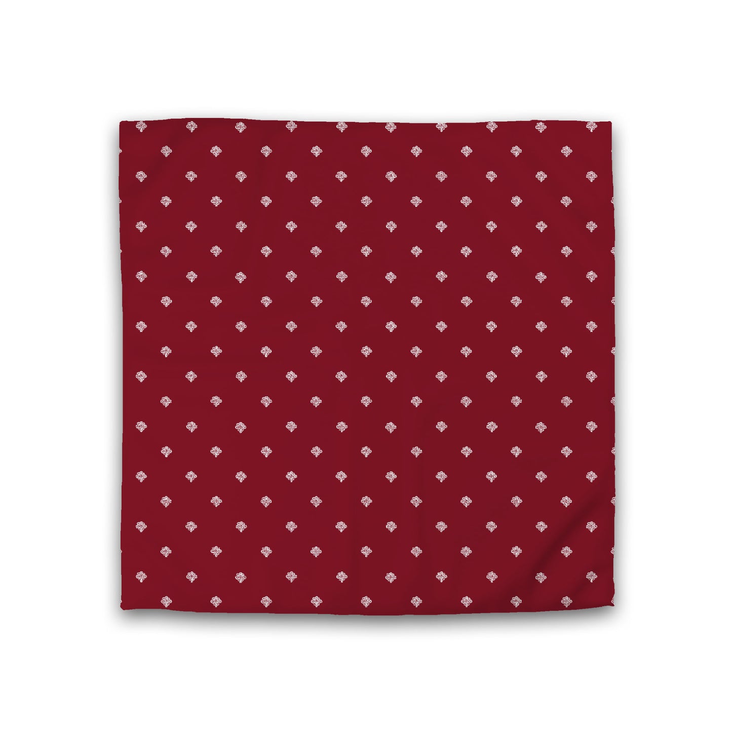 Burgundy Red Cotton Sateen Duvet Cover, Off-White Hand-painted Swizzle Motif Print, Double (width x length) 81 x 81 inches / 206 x 206 cm