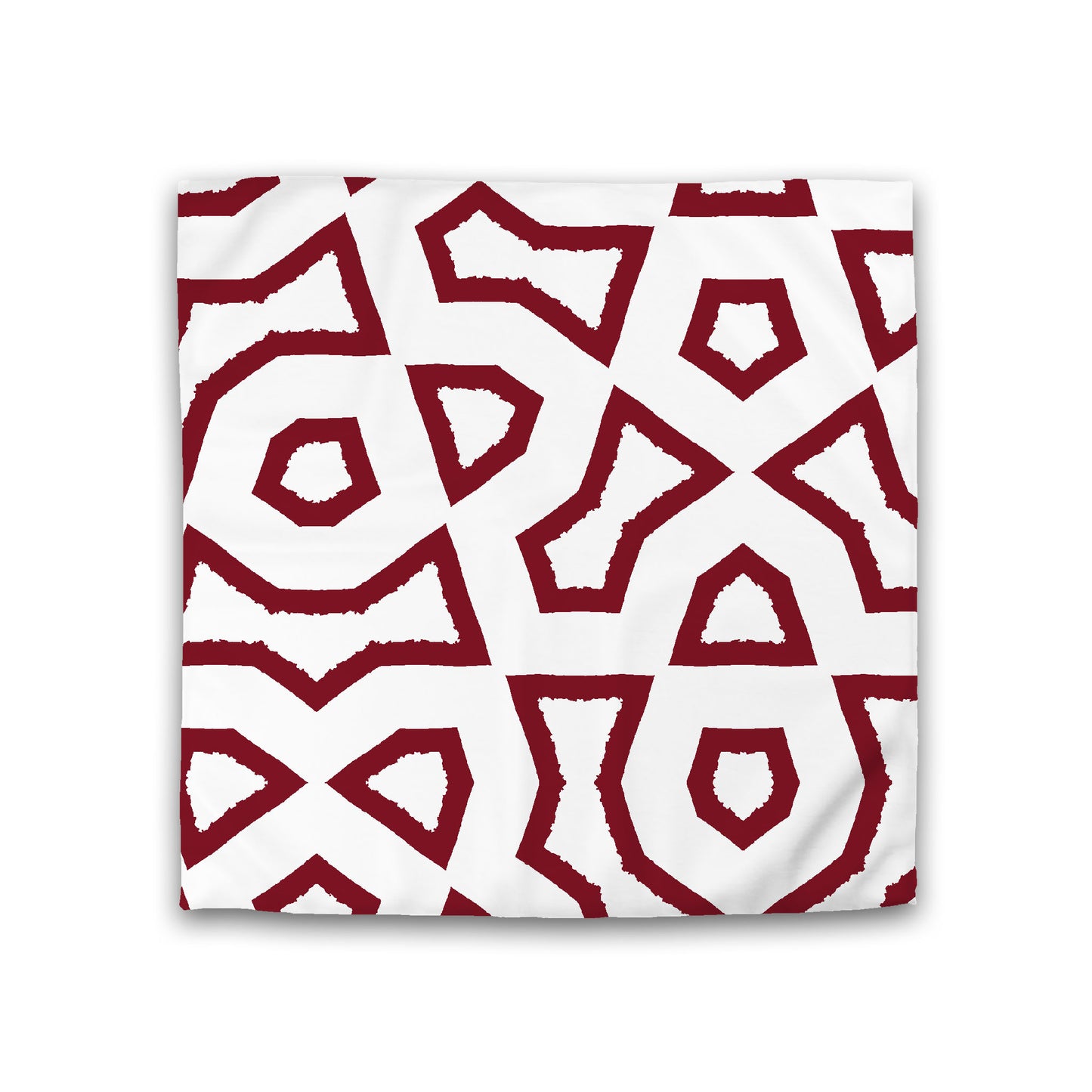 Off-White Cotton Sateen Duvet Cover, Bold Burgundy Red Graphic, Double (width x length) 81 x 81 inches / 206 x 206 cm