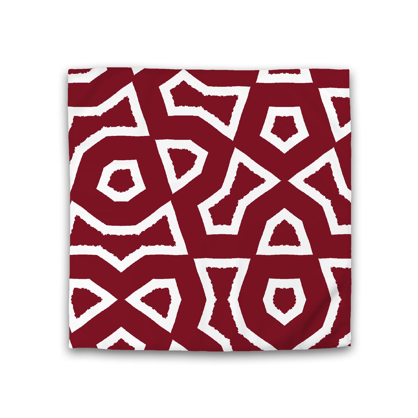 Burgundy Red Cotton Sateen Duvet Cover, Bold Off-White Graphic, Double (width x length) 81 x 81 inches / 206 x 206 cm