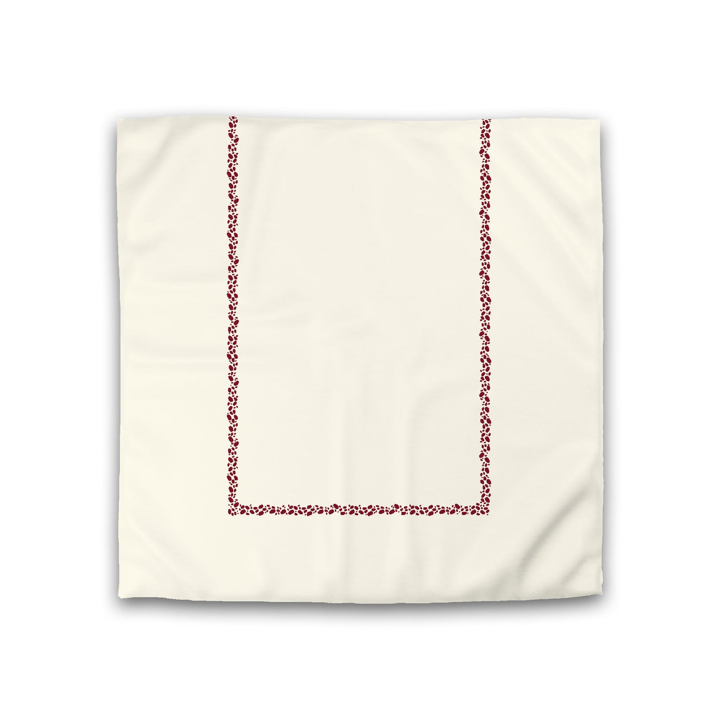 Pale Cream Cotton Sateen Duvet Cover, Burgundy Red Hand-painted Dab Motif Print, Classic Border, Double (width x length) 81 x 81 inches / 206 x 206 cm