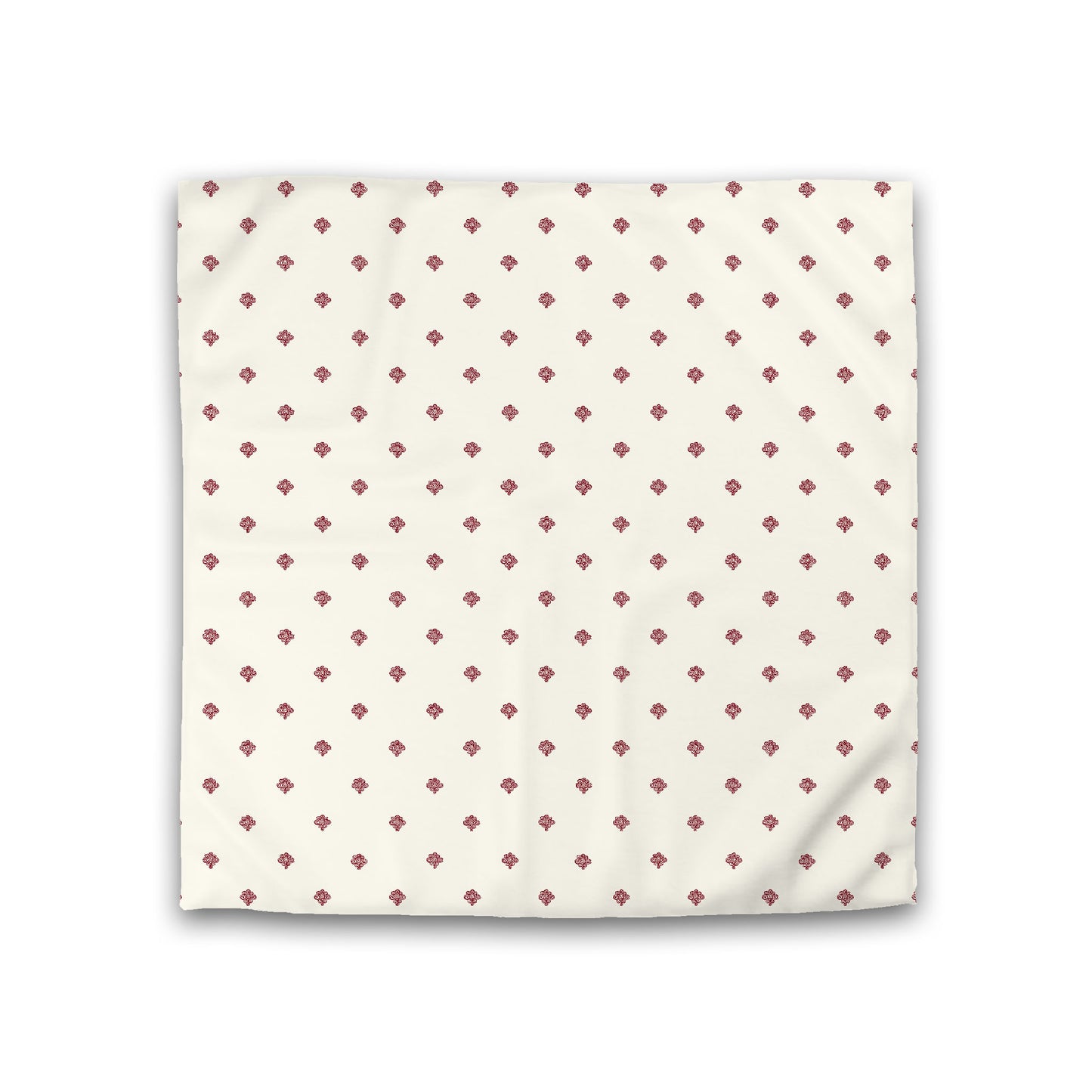 Pale Cream Cotton Sateen Duvet Cover, Burgundy Red Hand-painted Swizzle Motif Print, Double (width x length) 81 x 81 inches / 206 x 206 cm