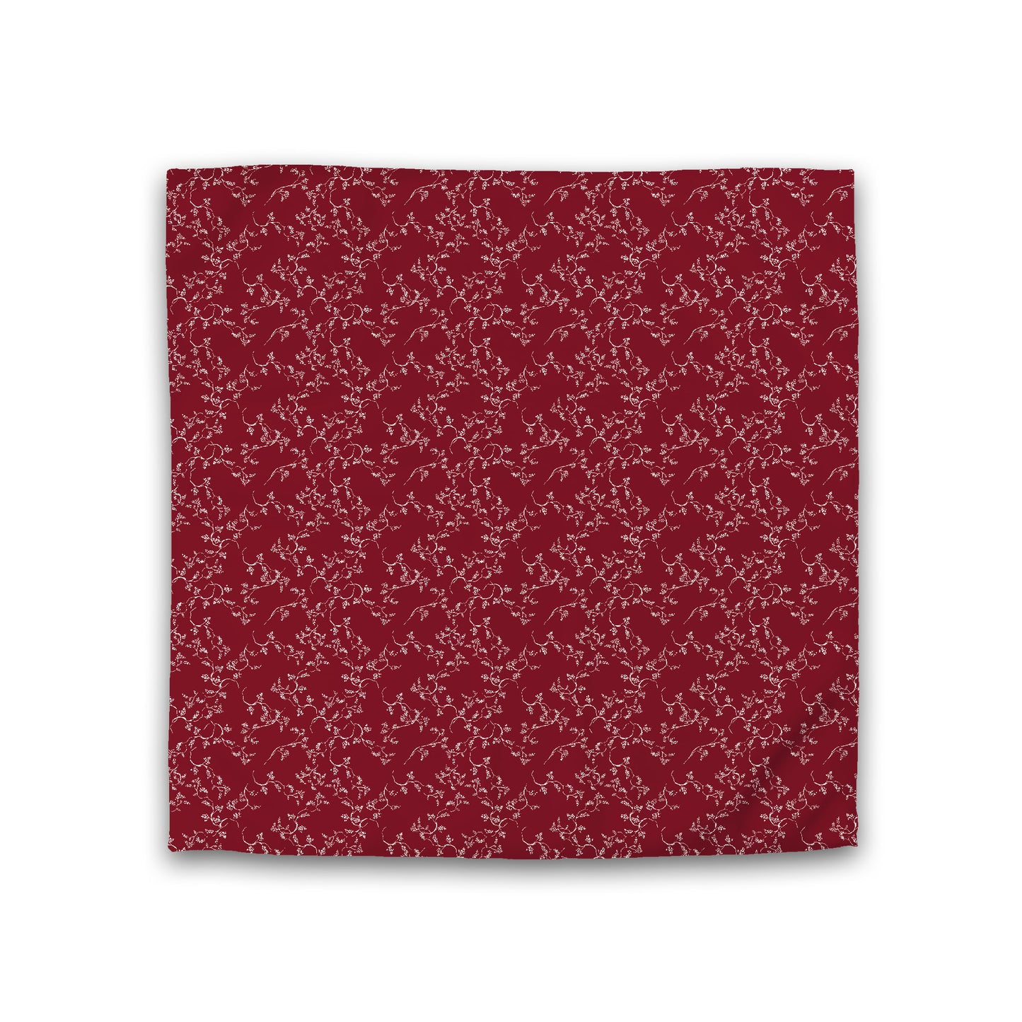 Burgundy Red Cotton Sateen Duvet Cover, Pale Cream Hand-painted Vine Print, Double (width x length) 81 x 81 inches / 206 x 206 cm
