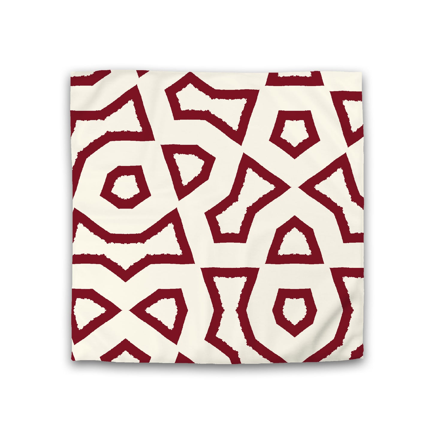 Pale Cream Cotton Sateen Duvet Cover, Bold Burgundy Red Graphic, Double (width x length) 81 x 81 inches / 206 x 206 cm