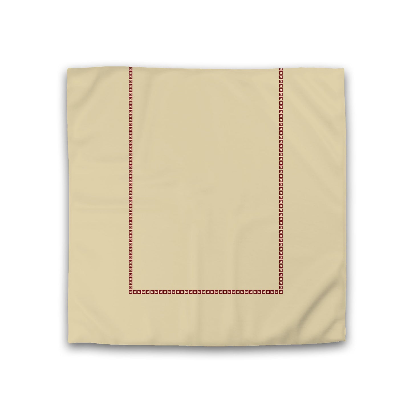Desert Sand Cotton Sateen Duvet Cover, Burgundy Red Repeating Square Motif Print, Classic Border, Double (width x length) 81 x 81 inches / 206 x 206 cm