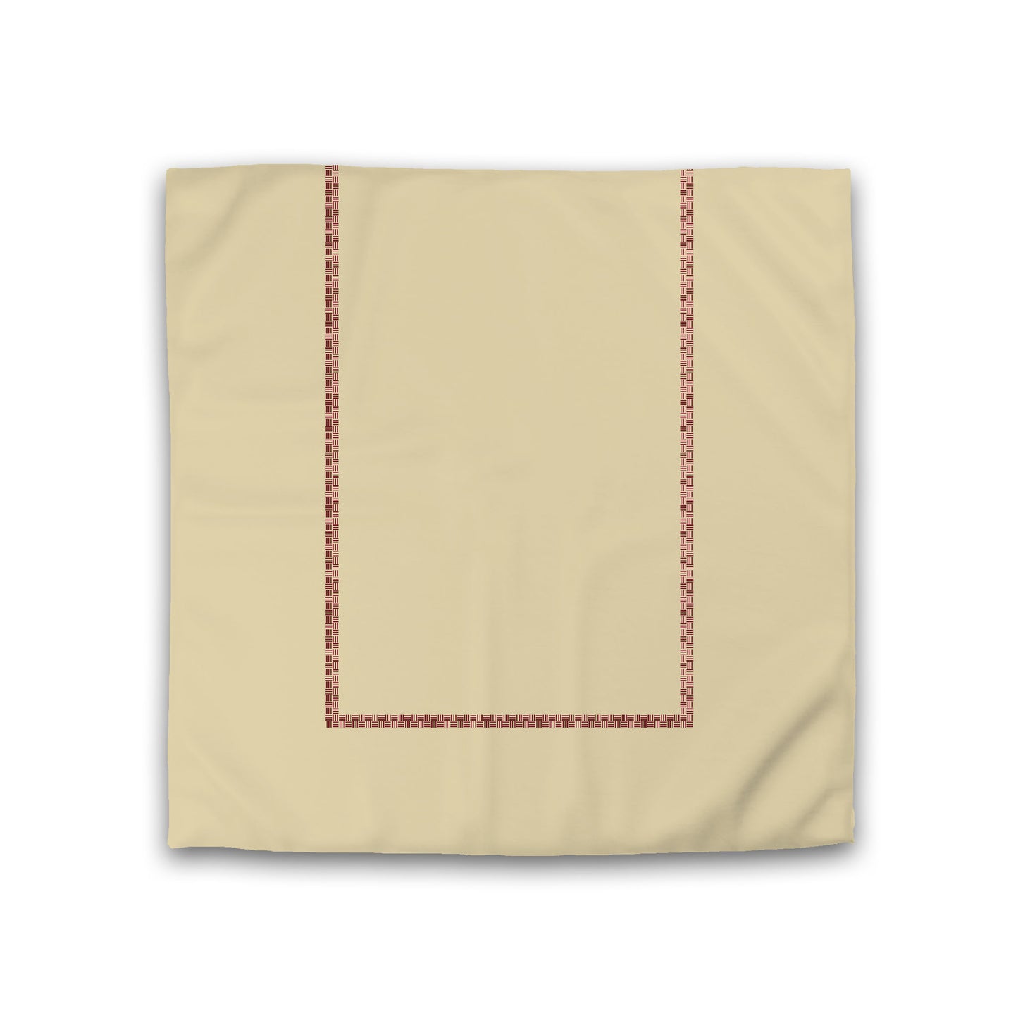 Desert Sand Cotton Sateen Duvet Cover, Burgundy Red Double Weave Motif Print, Classic Border, Double (width x length) 81 x 81 inches / 206 x 206 cm