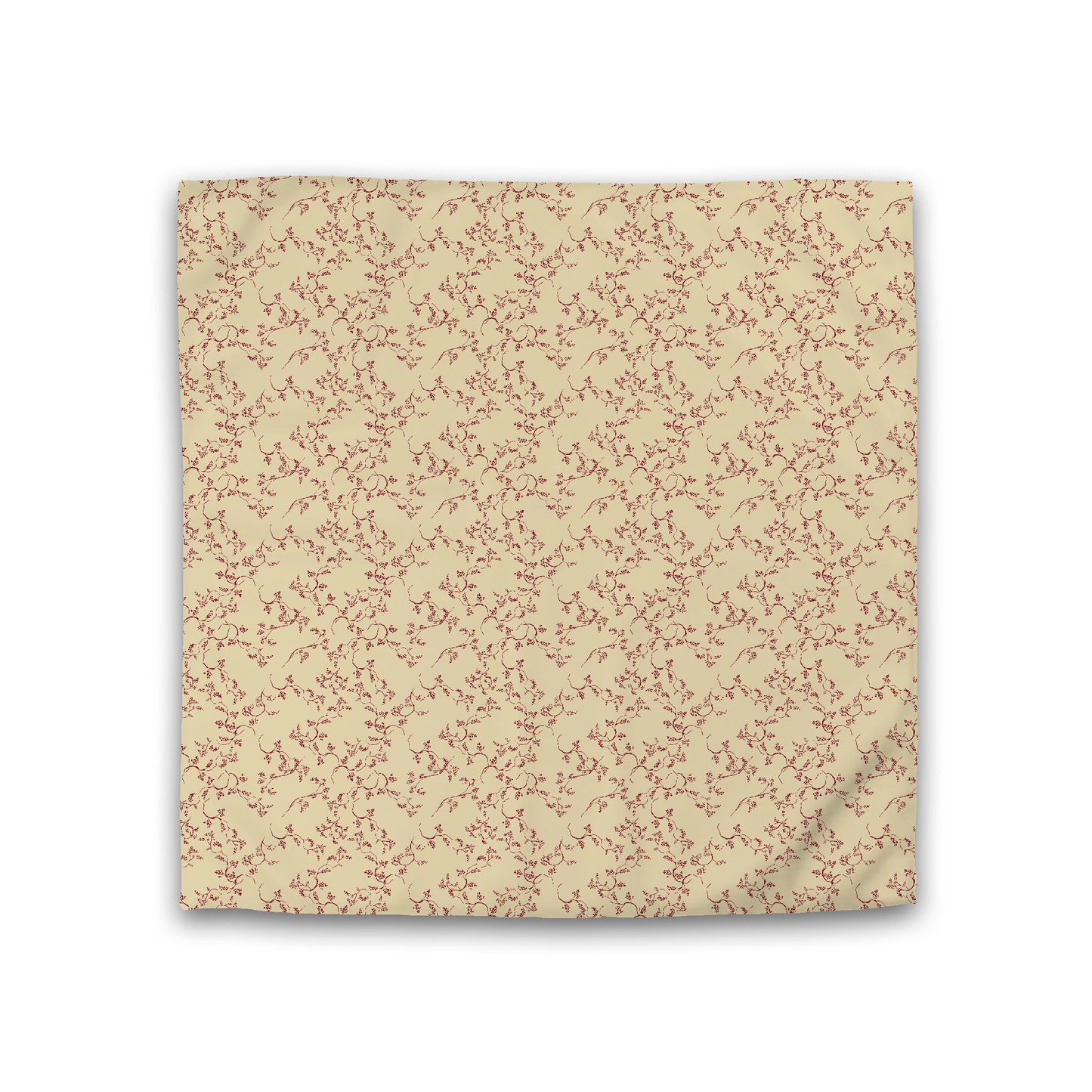 Desert Sand Cotton Sateen Duvet Cover, Burgundy Red Hand-painted Vine Print, Double (width x length) 81 x 81 inches / 206 x 206 cm
