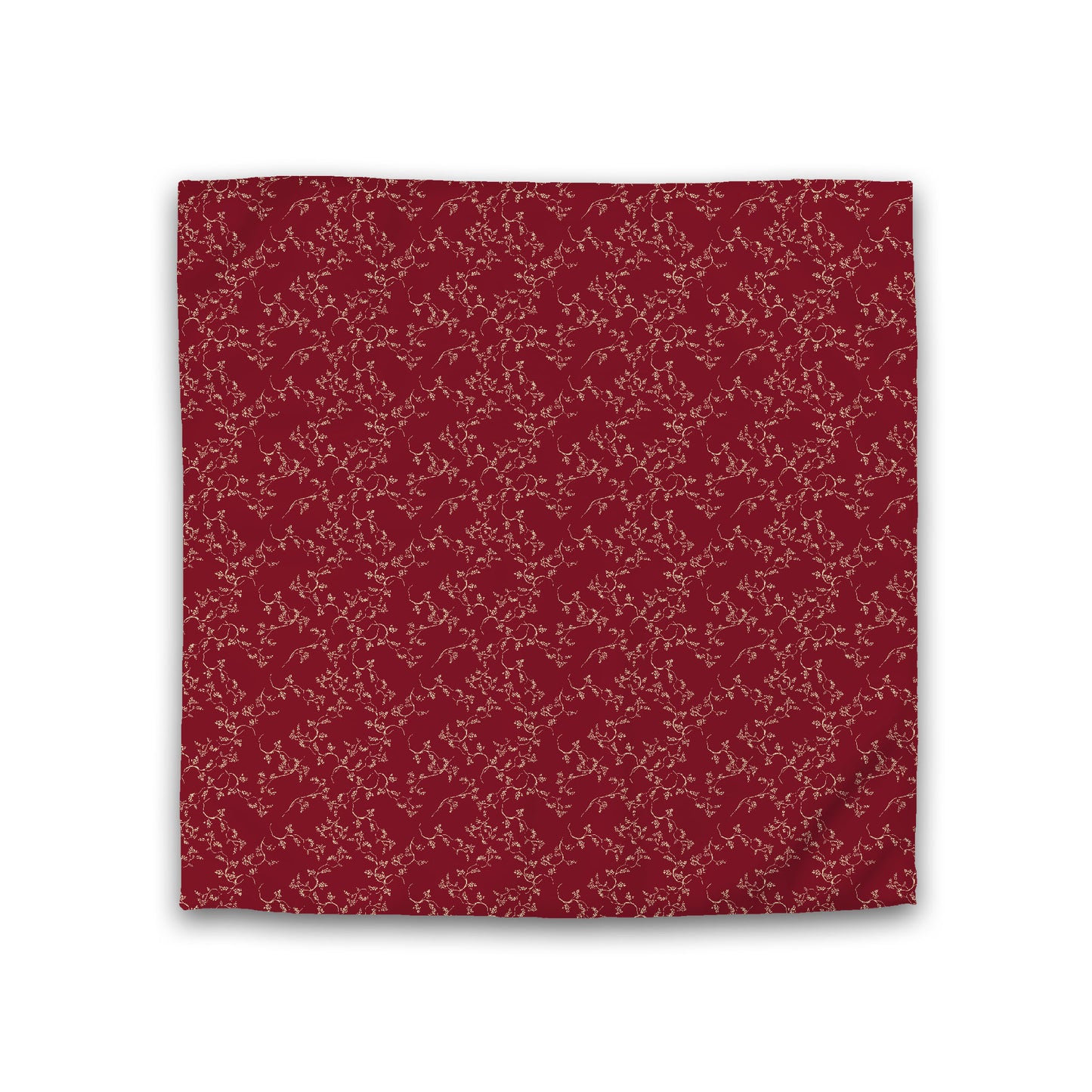 Burgundy Red Cotton Sateen Duvet Cover, Desert Sand Hand-painted Vine Print, Double (width x length) 81 x 81 inches / 206 x 206 cm